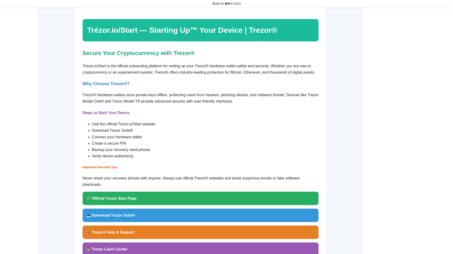 Screenshot of started-trxio.wixstudio.com