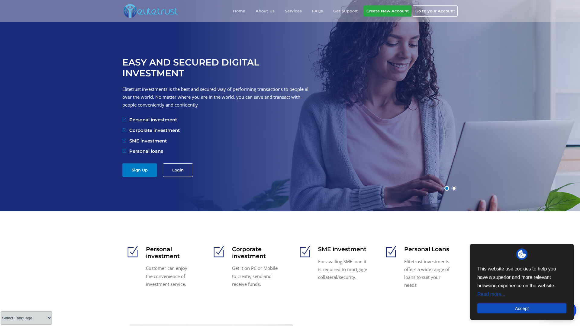 Screenshot of elitetrustinvestments.com