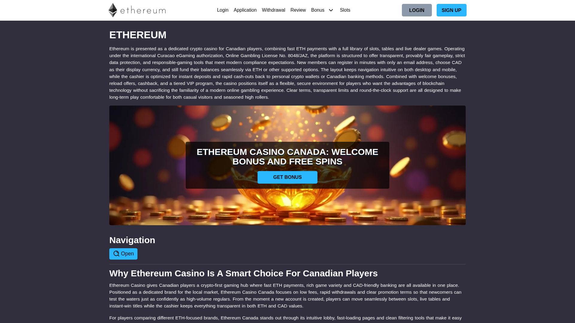 Screenshot of ethereum-casinocanada.ca