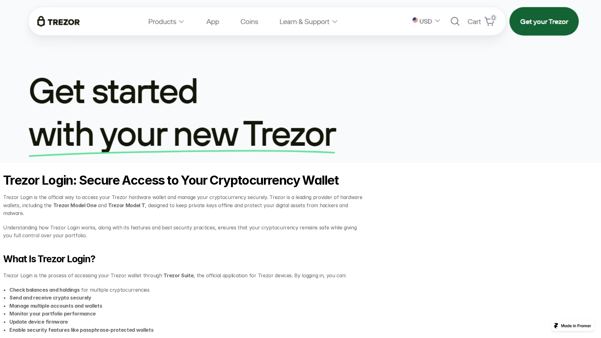 Screenshot of logntrezor.framer.media