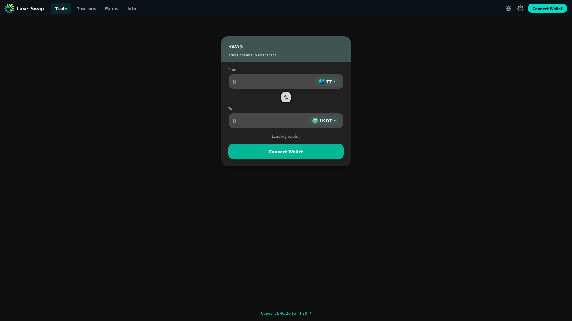 Screenshot of laserswap.finance