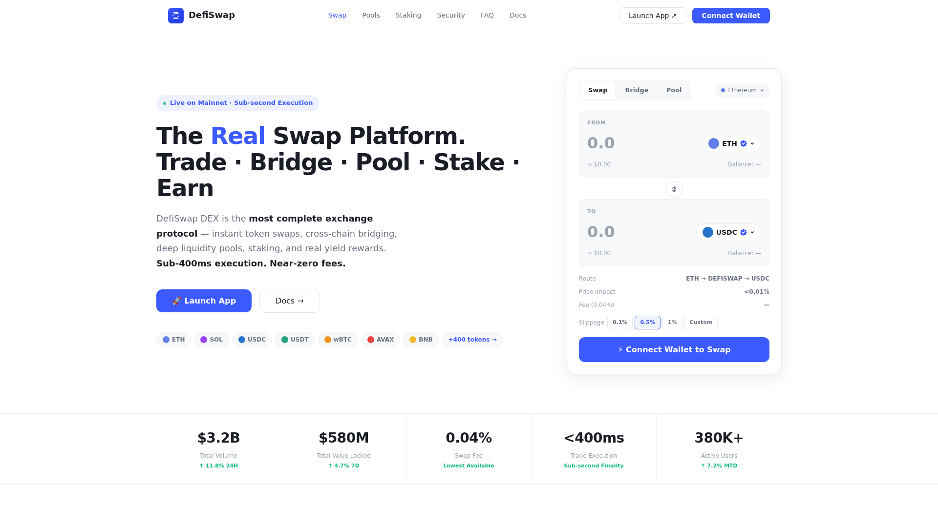 Screenshot of defiswap-dex.com