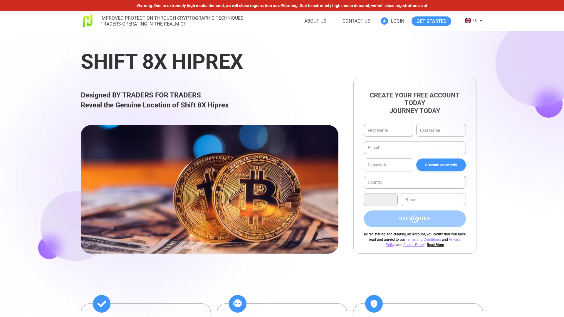 Screenshot of shift-8x-hiprex-app-com.financecryptoworld.com