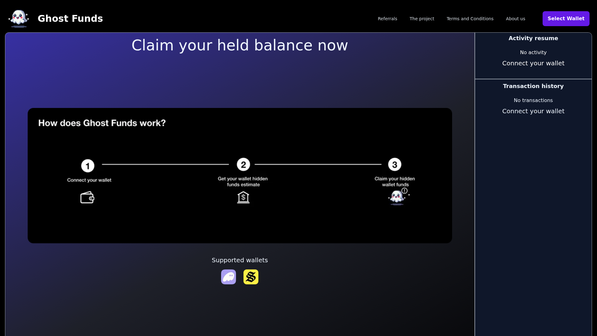 Screenshot of app.ghostfunds.xyz