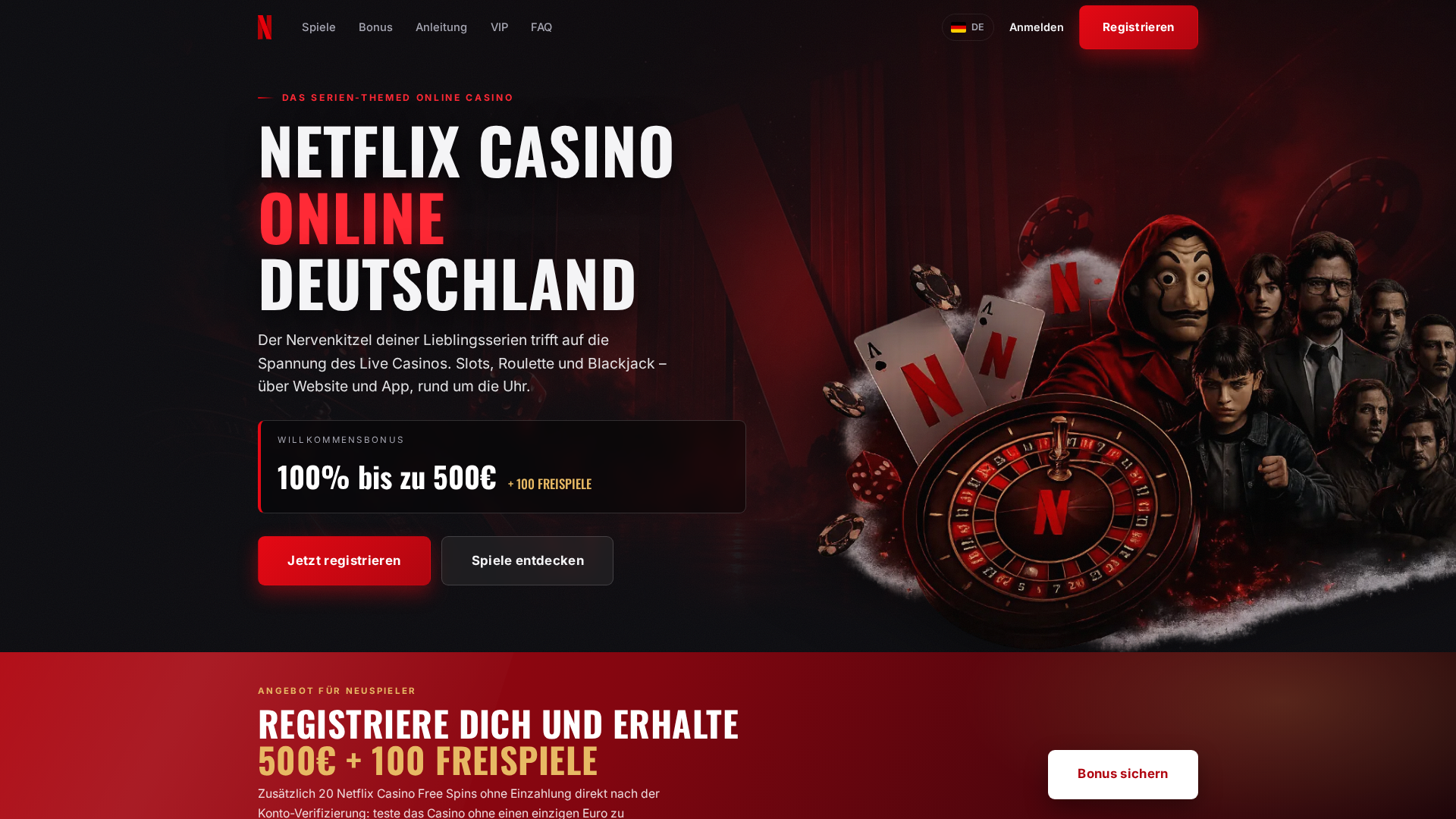 Screenshot of netflixcasinoonline.de