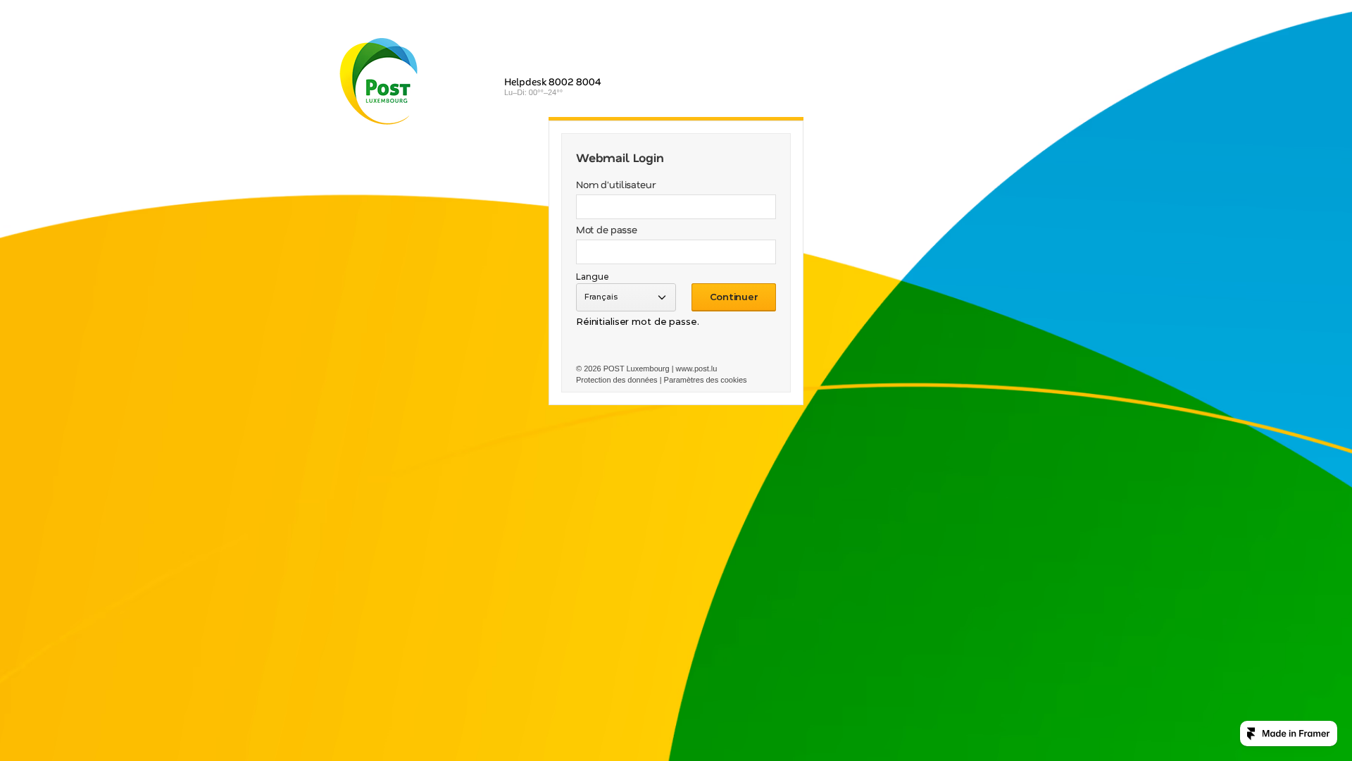 Screenshot of webmail-pt-lu.framer.website