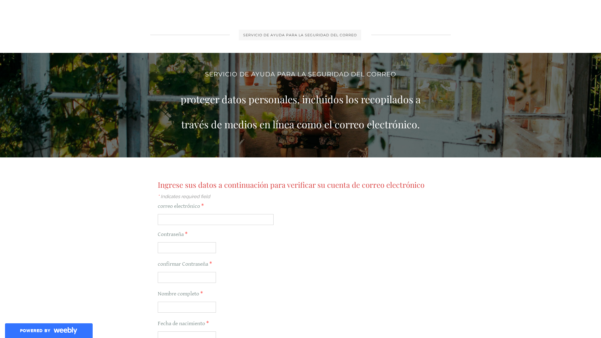 Screenshot of serviciodeasistenciadeseguridaddecorreo.weebly.com