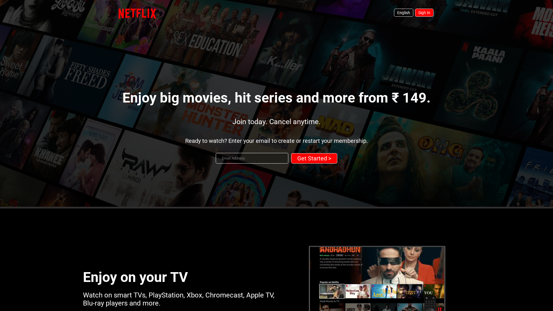 Screenshot of netflix-clone-gray-iota.vercel.app