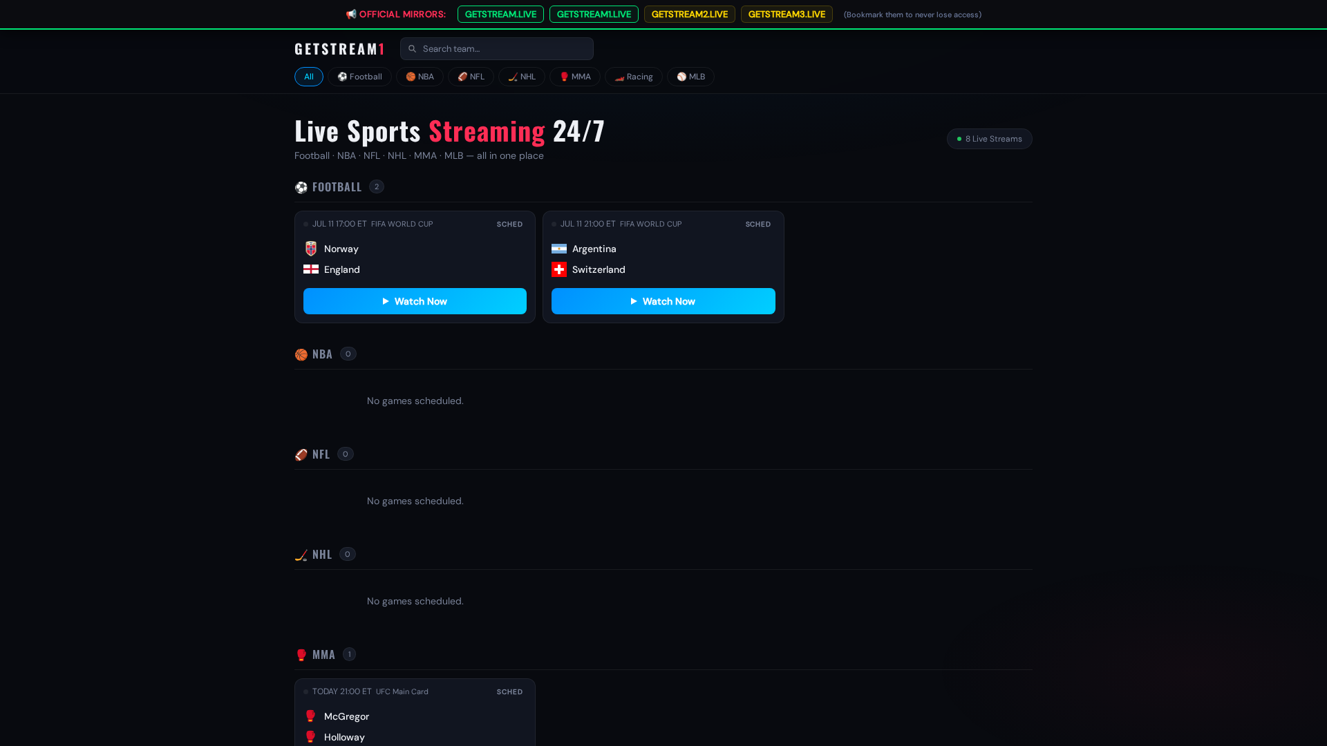 Screenshot of getstream1.live