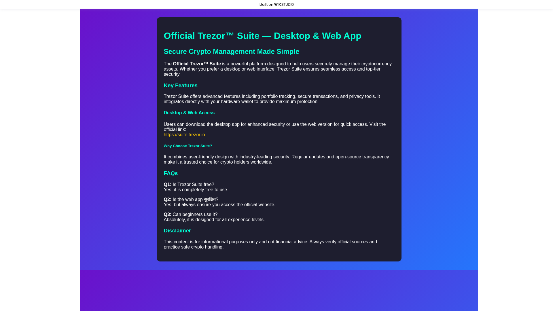 Screenshot of tresuithome.wixstudio.com