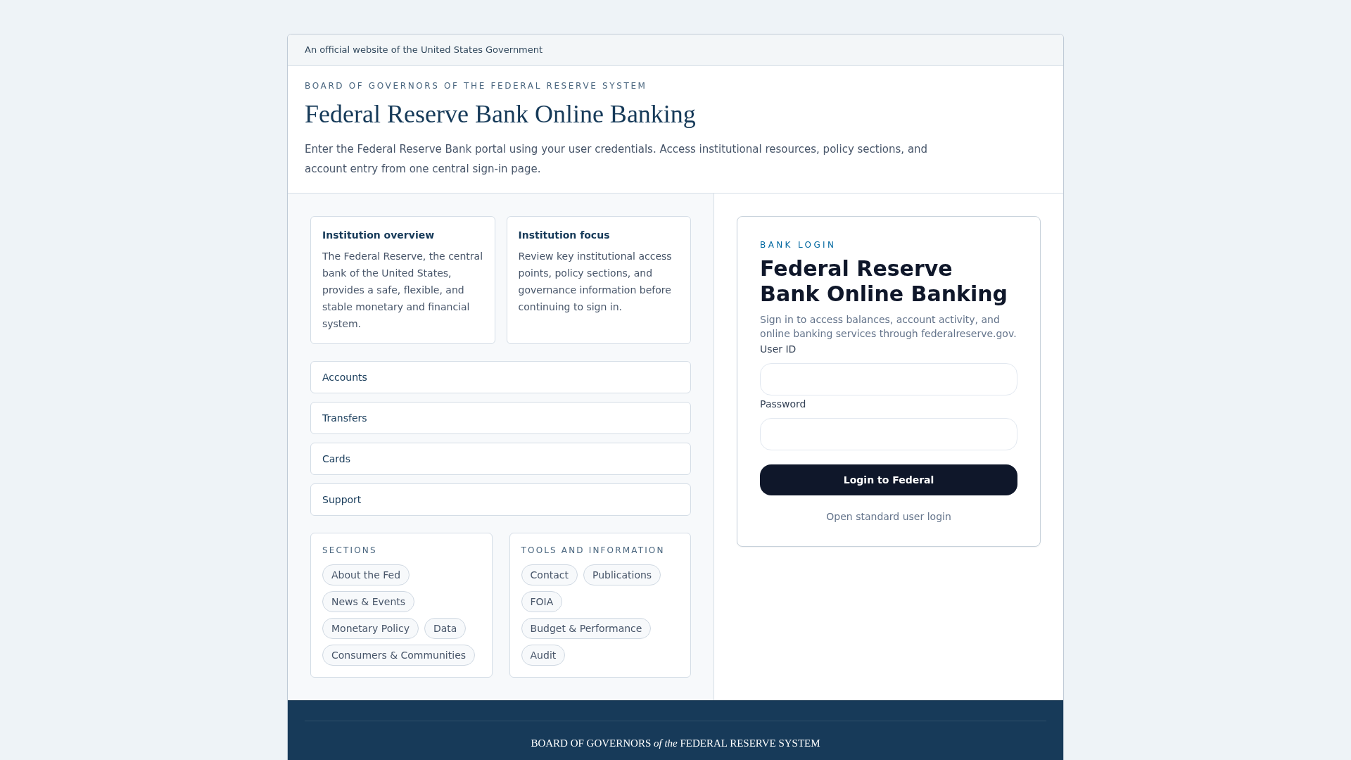 Screenshot of federlreserve.com