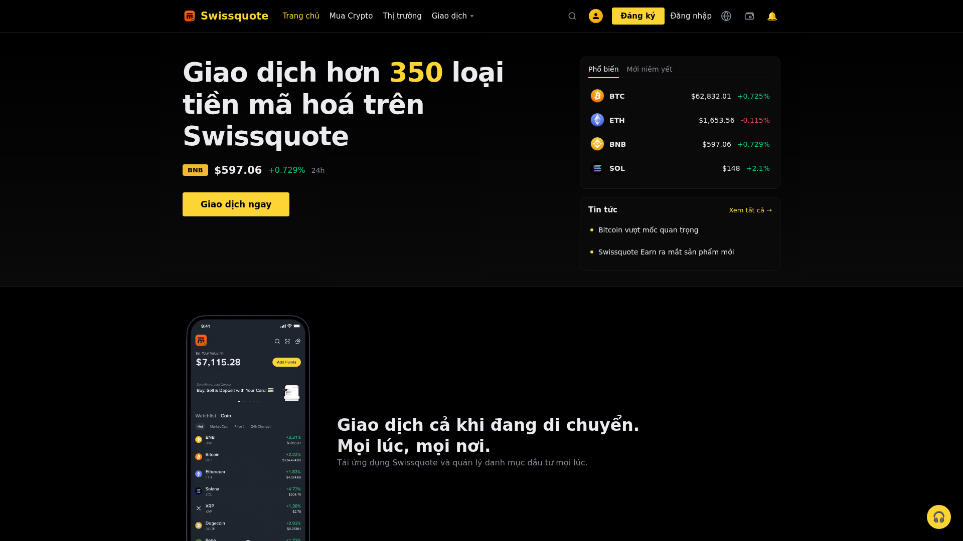 Screenshot of swissquotecrypto.info