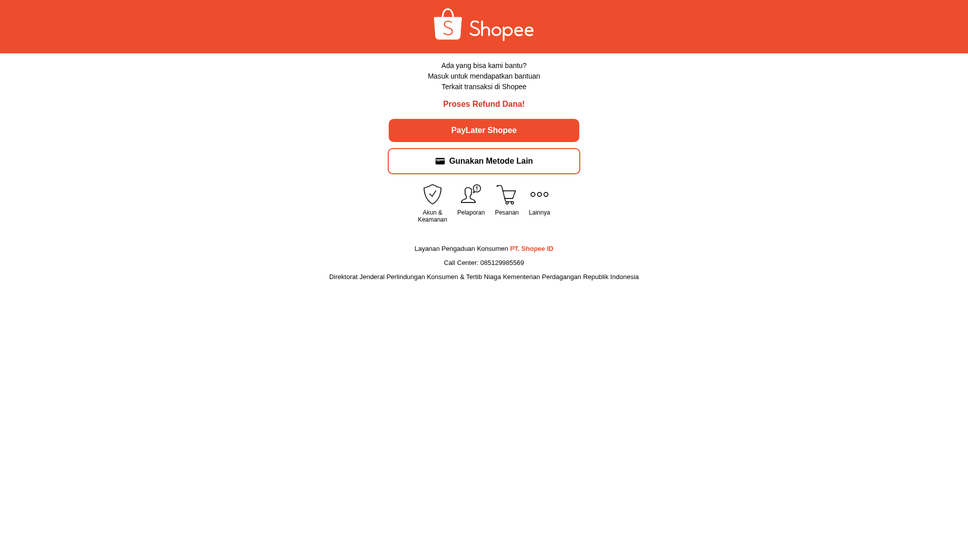 Screenshot of www.refund-paylater.online