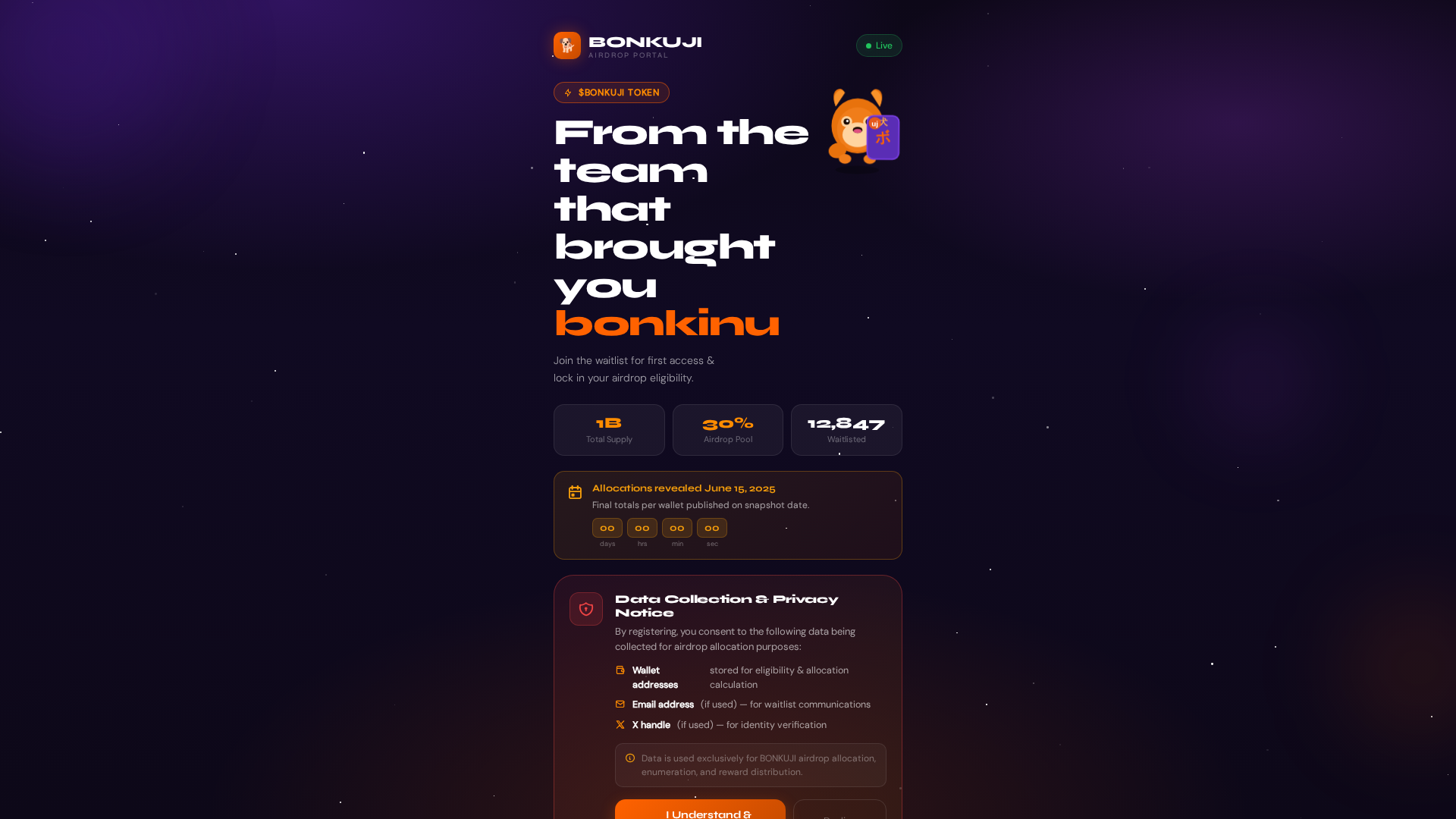 Screenshot of bonkiju.xyz