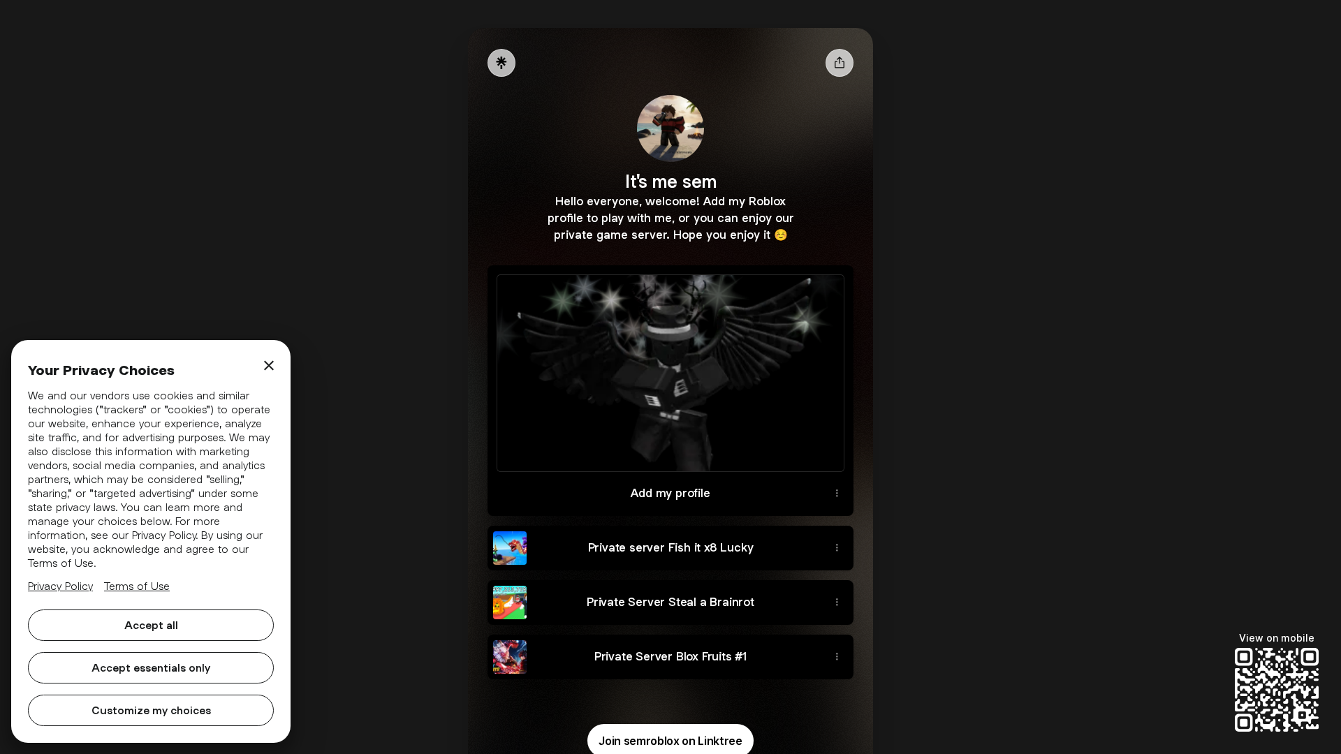 Screenshot of linktr.ee