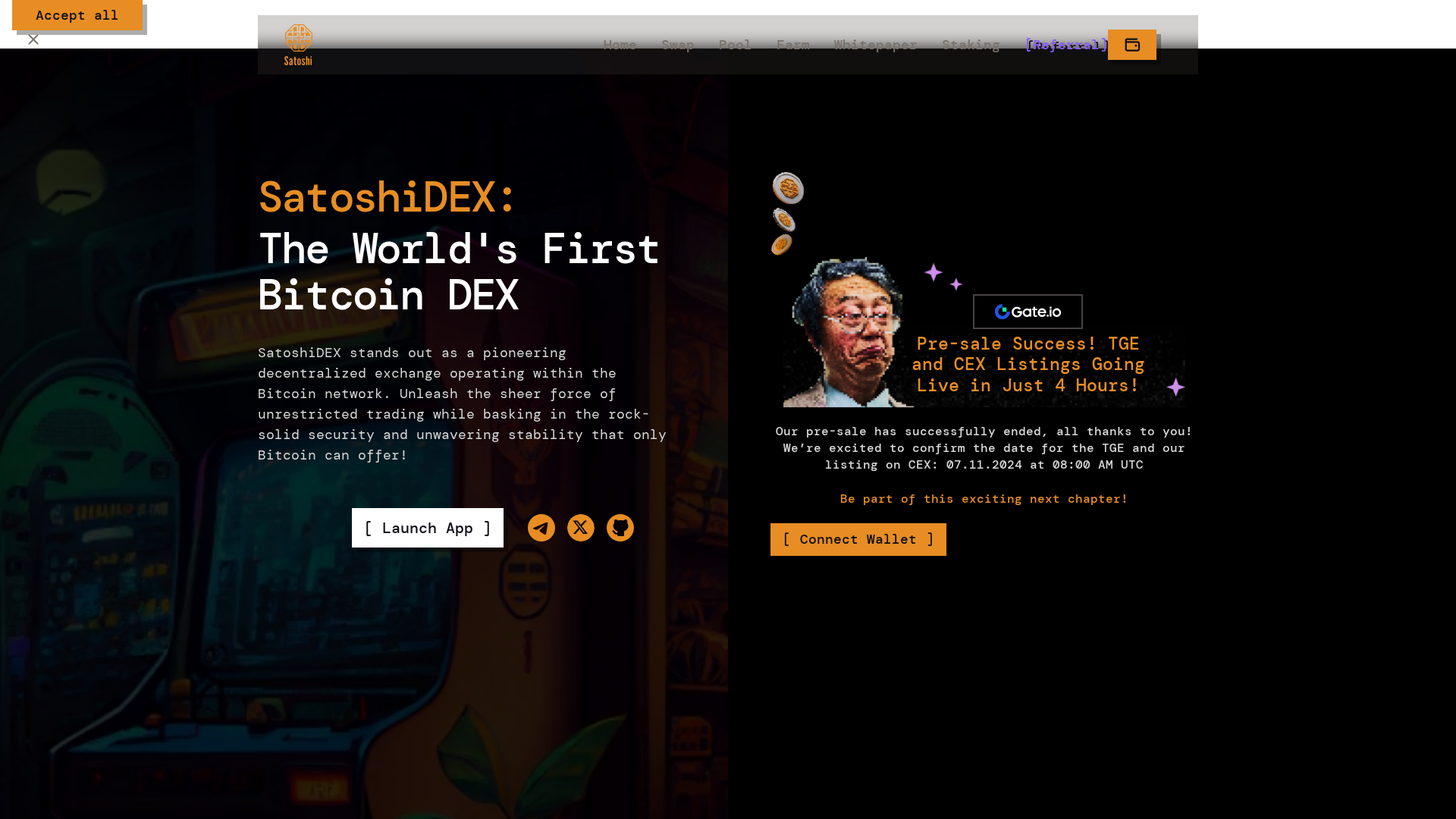 Screenshot of satoshi-dex-token.pages.dev
