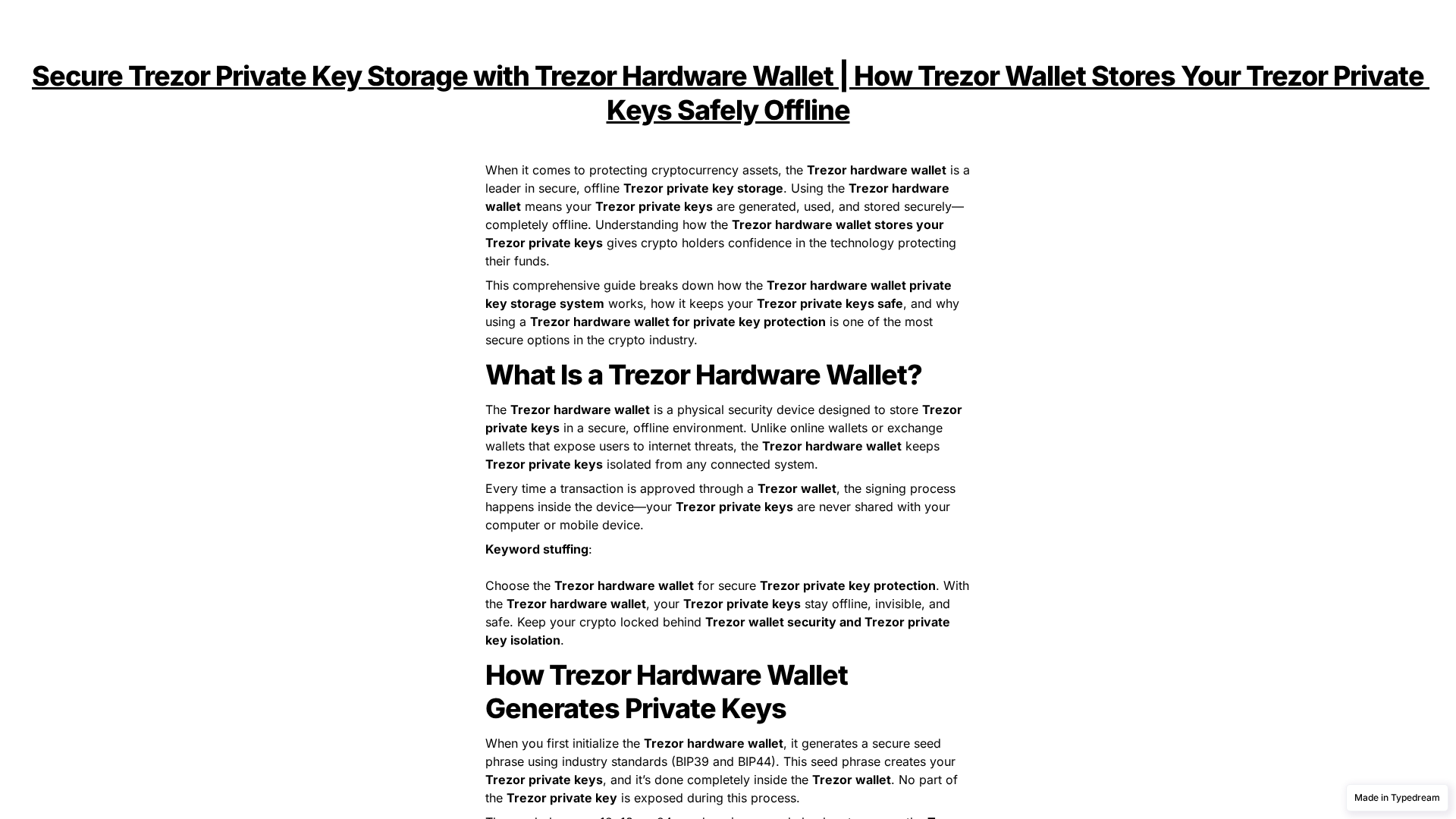 Screenshot of hardware-trezr-faq-wallets.typedream.app