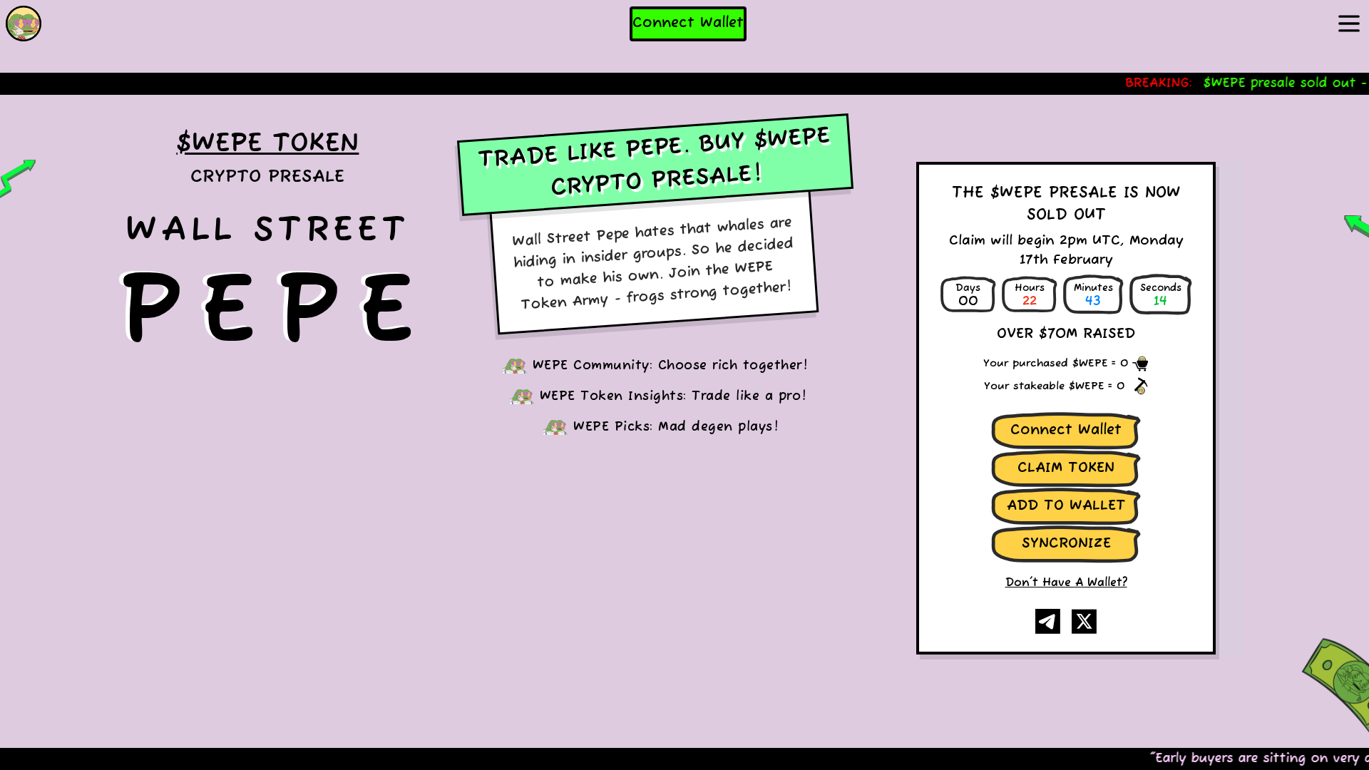 Screenshot of claiming-wallstreetpepe.pages.dev