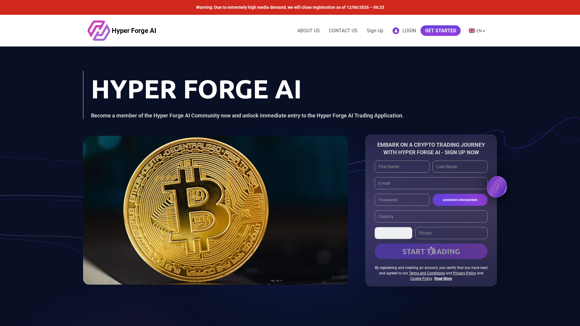 Screenshot of hyperforge-aisolution-com.financecryptoworld.com