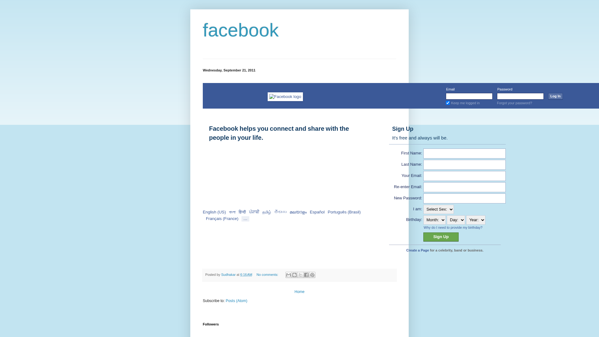 Screenshot of facebooksignuplogin.blogspot.com