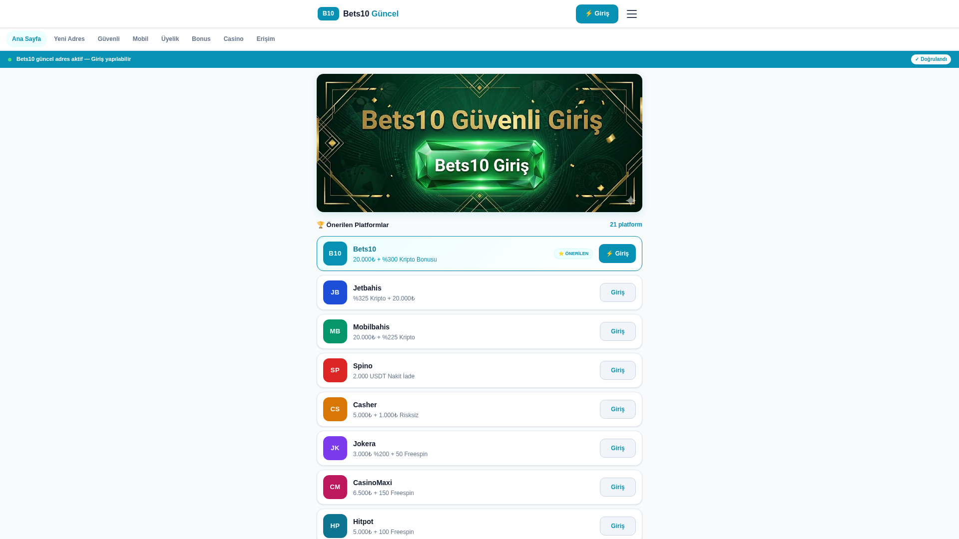 Screenshot of bets10guncel.com