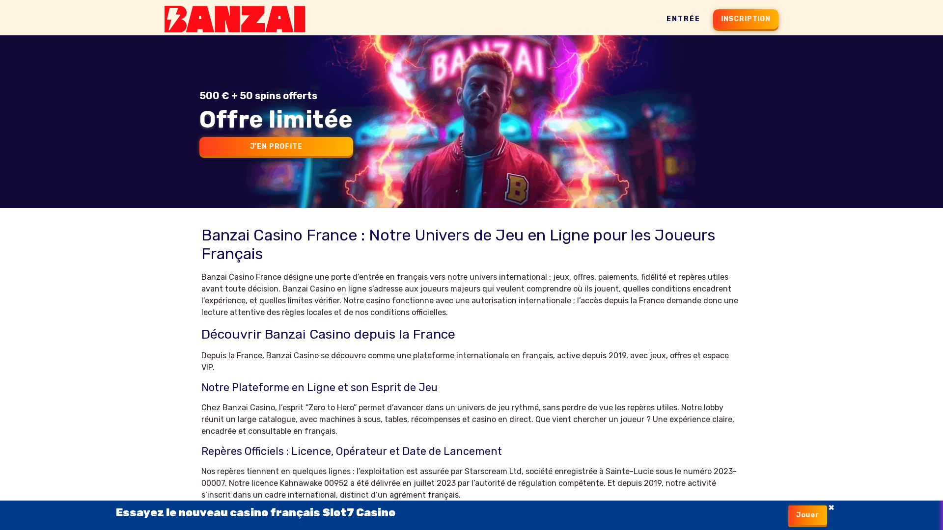 Screenshot of casinos-banzai.com