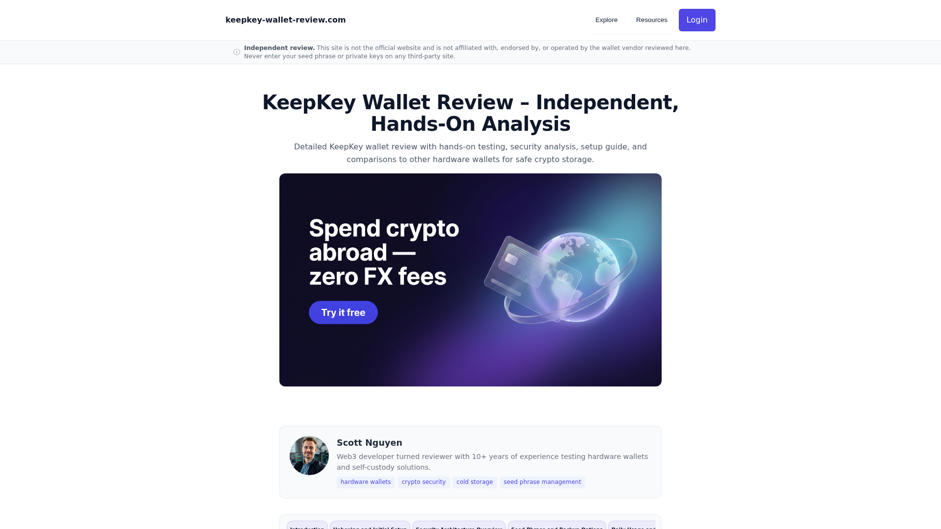 Screenshot of keepkey-wallet-review.com