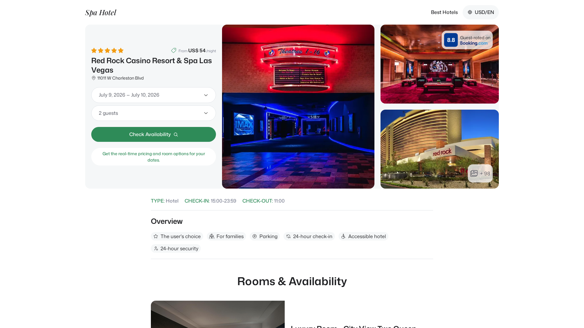 Screenshot of redrockcasoresort.spahotel.guru