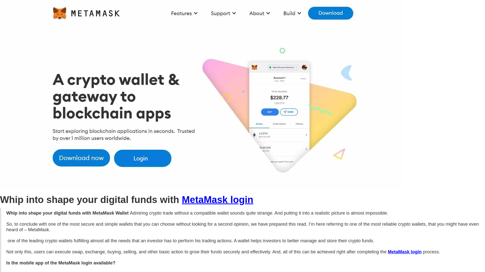 Screenshot of metamaskloginjn.webflow.io