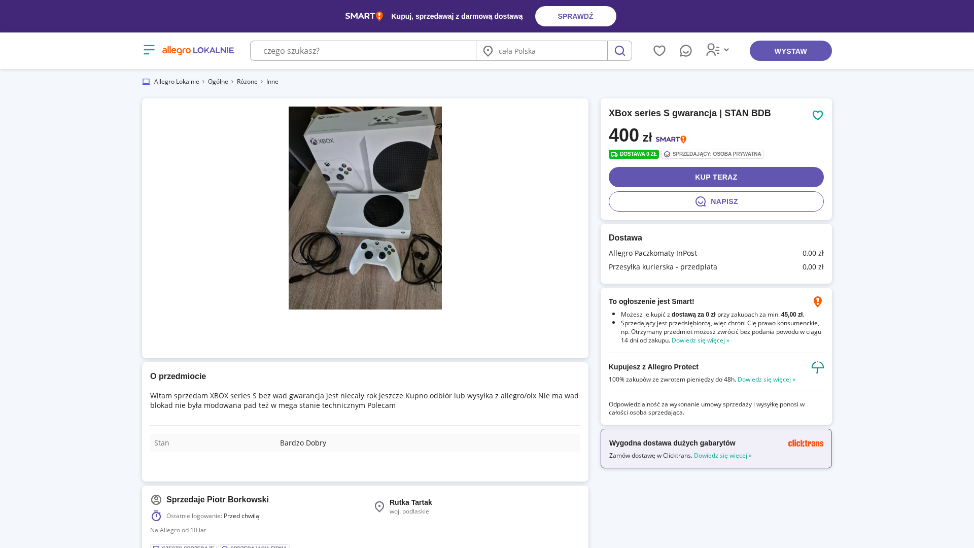 Screenshot of allegrolokalnie.76748219764164.bond