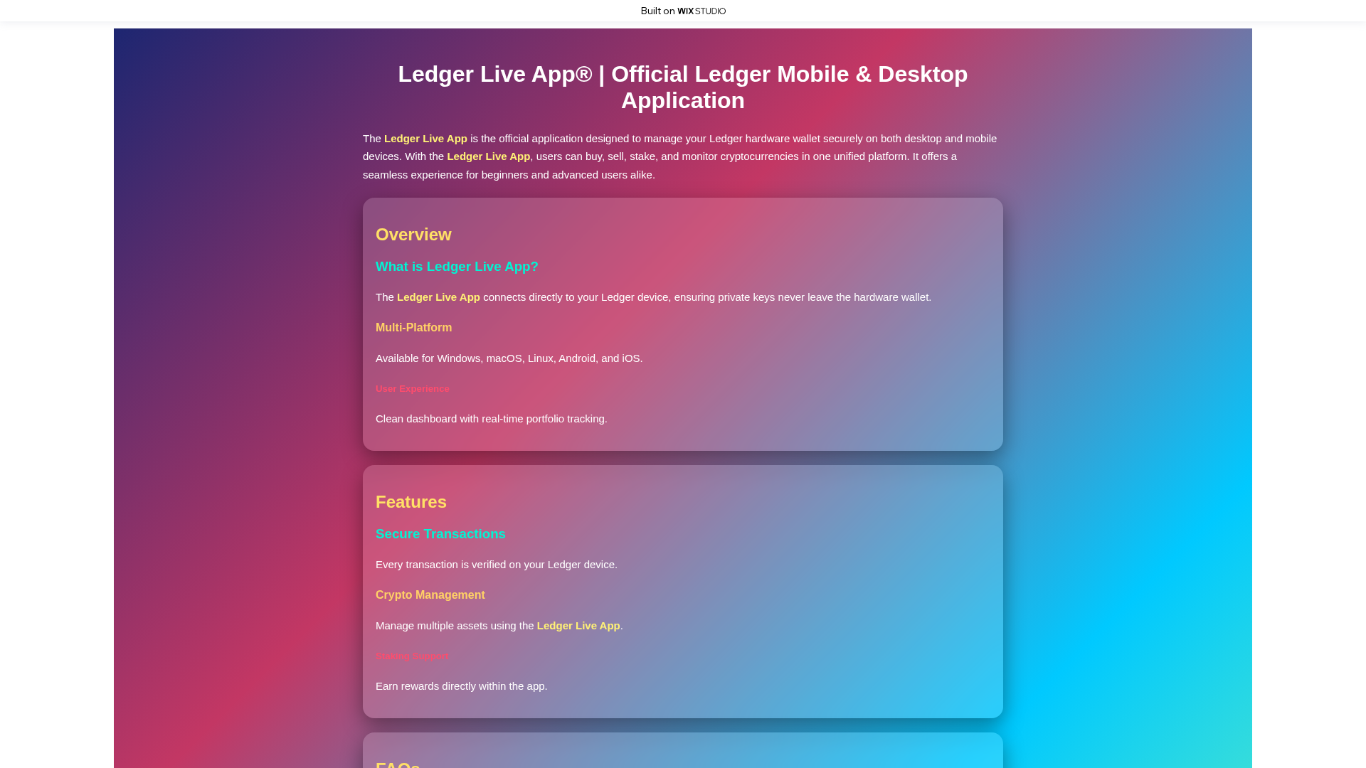 Screenshot of walet-ldger-global.wixstudio.com