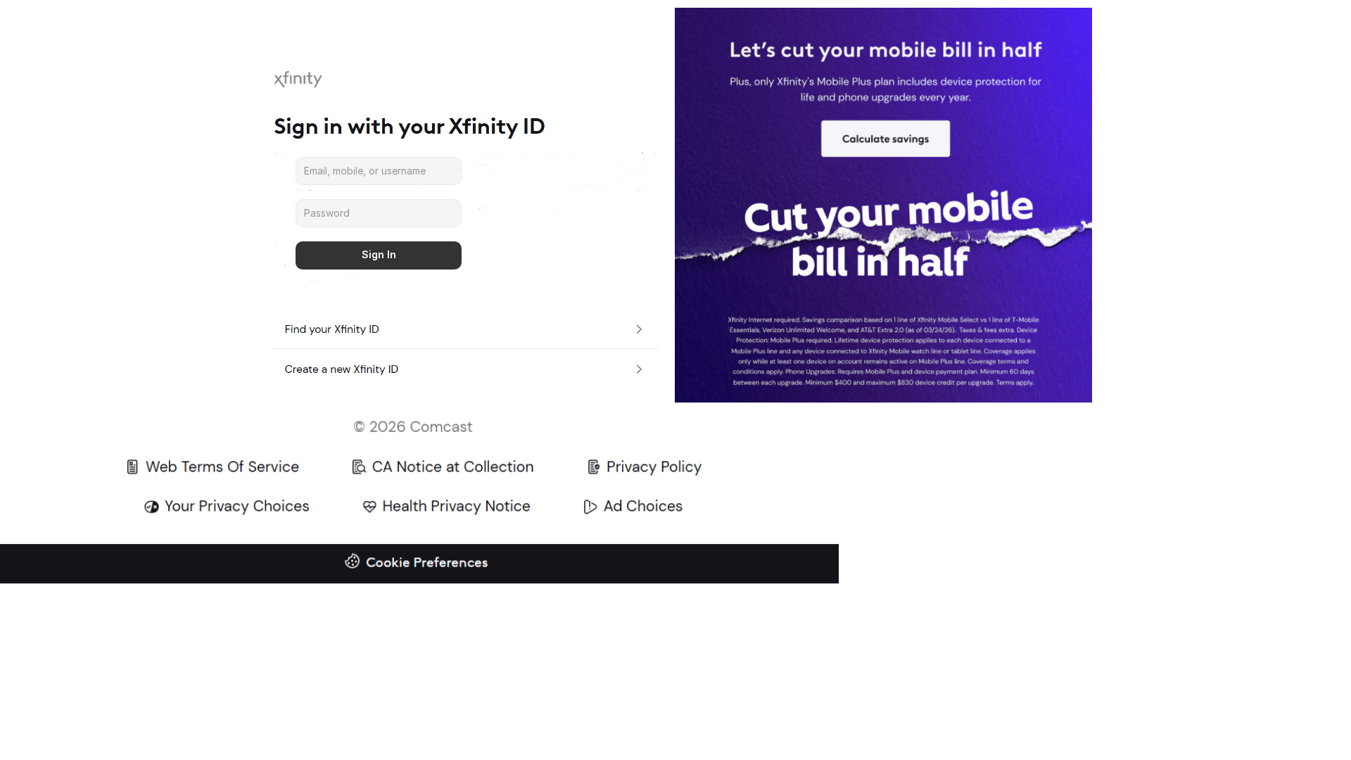 Screenshot of xfinityaccountinformation.framer.website