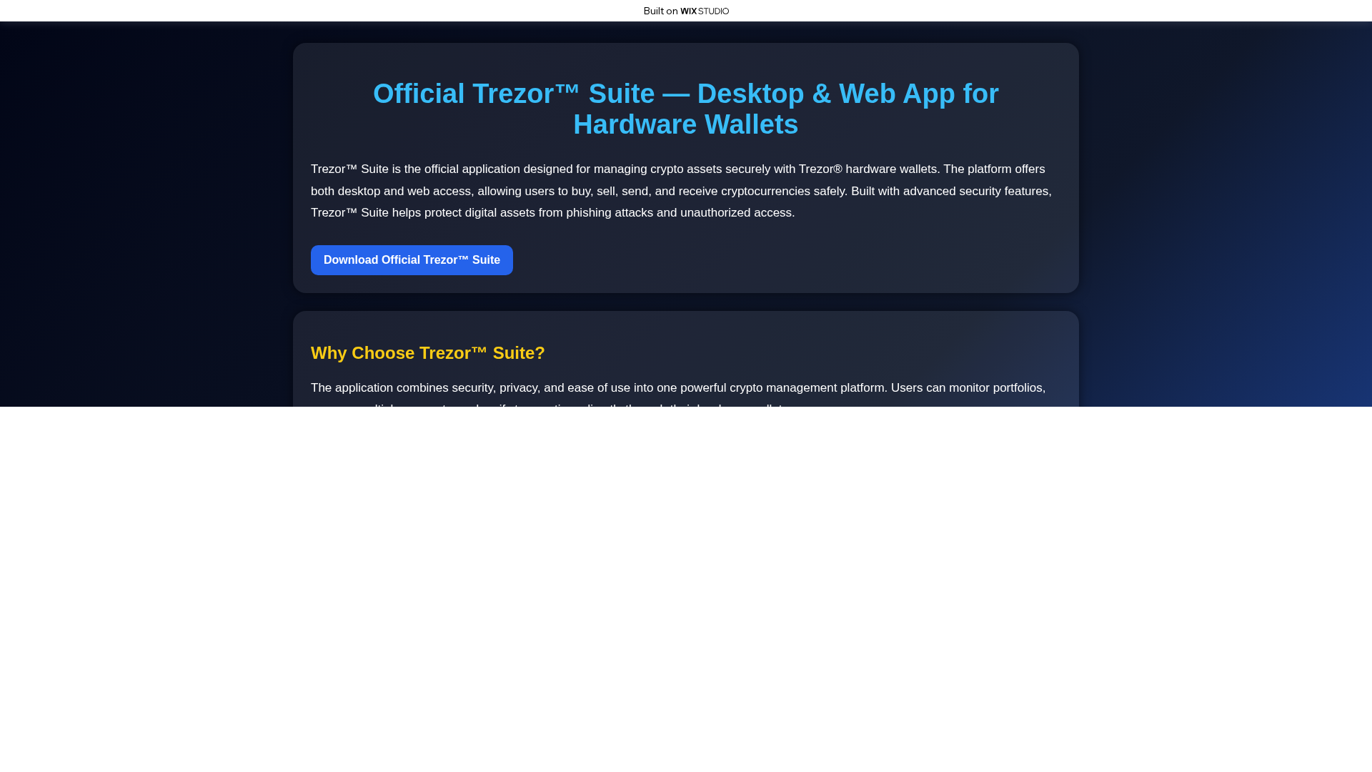 Screenshot of staarted-trezrr.wixstudio.com