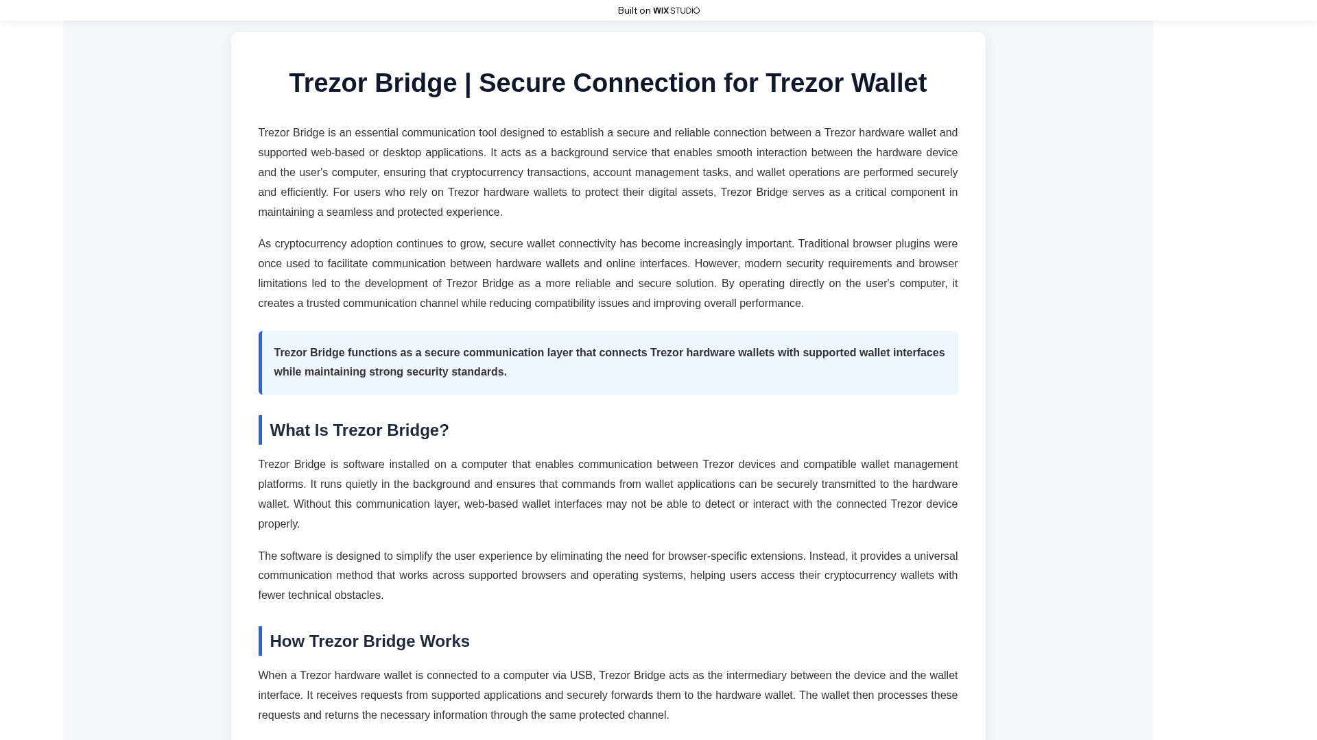 Screenshot of trzor-bridgee.wixstudio.com