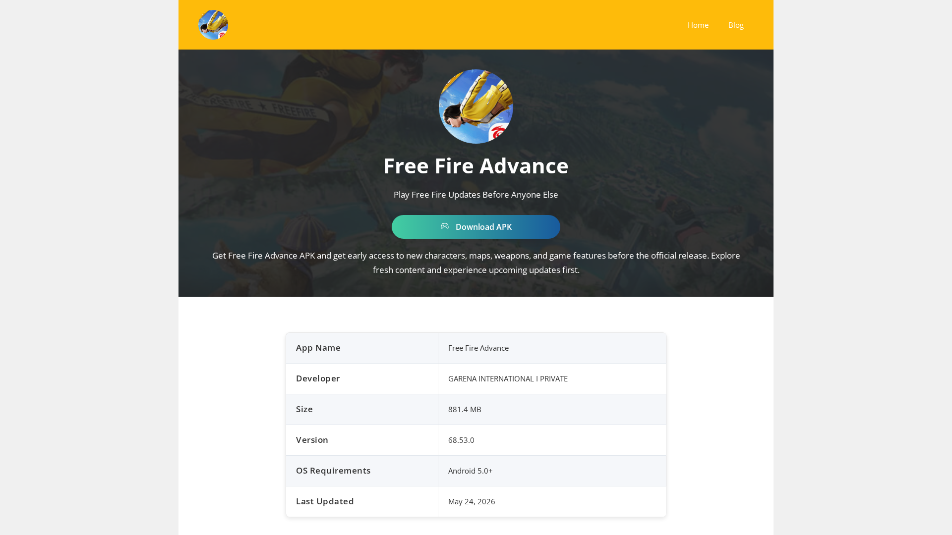 Screenshot of freefireadvance.tech