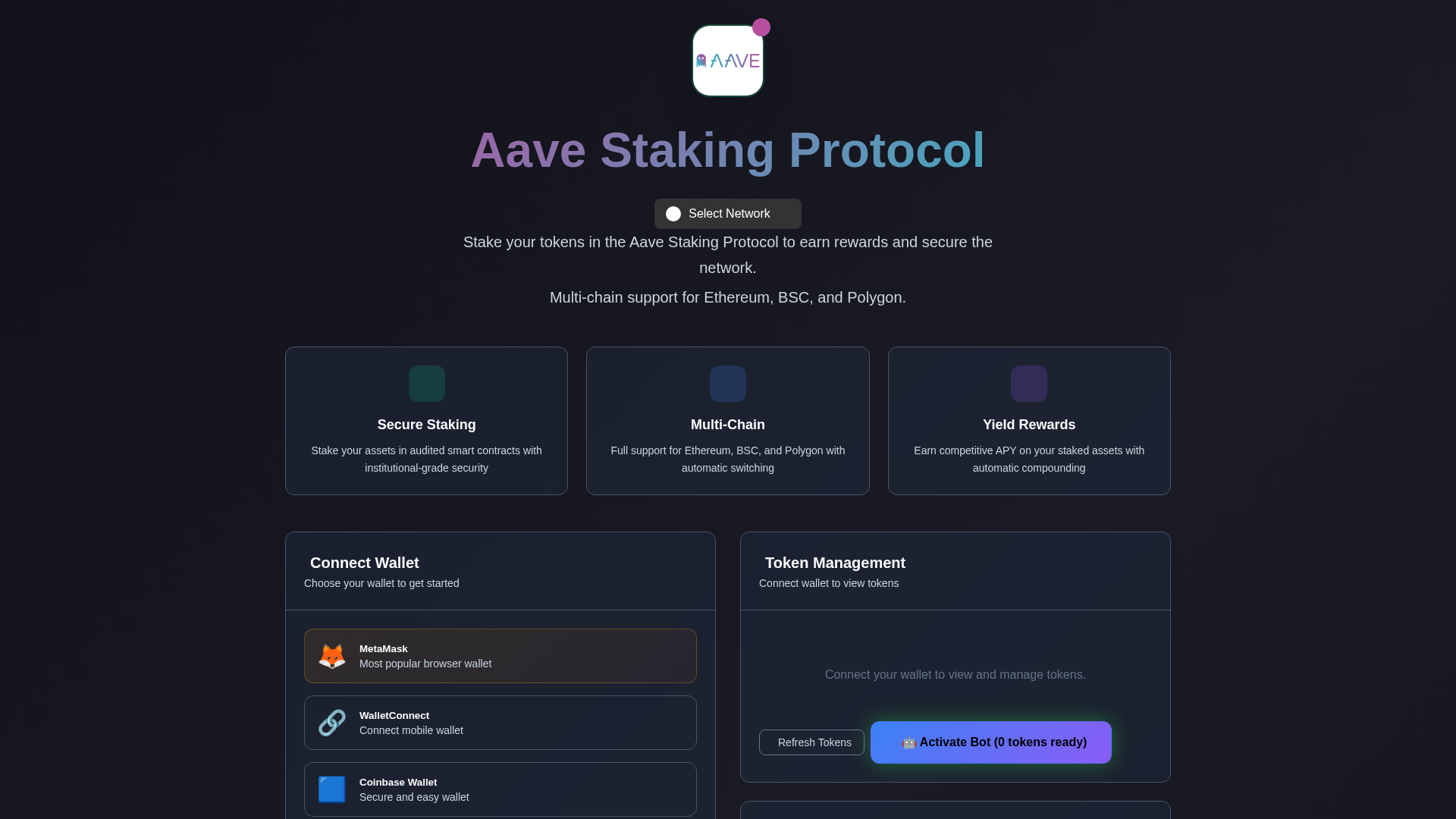 Screenshot of aavestake-protocol.com