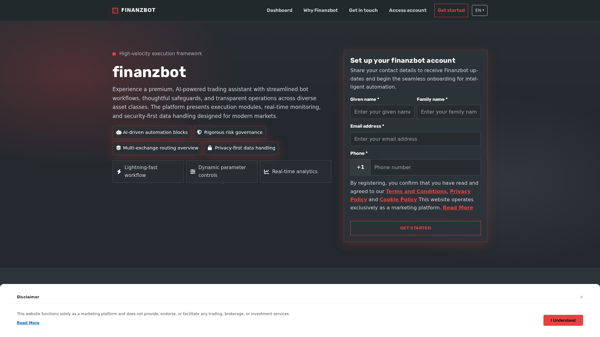 Screenshot of finanzbotplatform.com