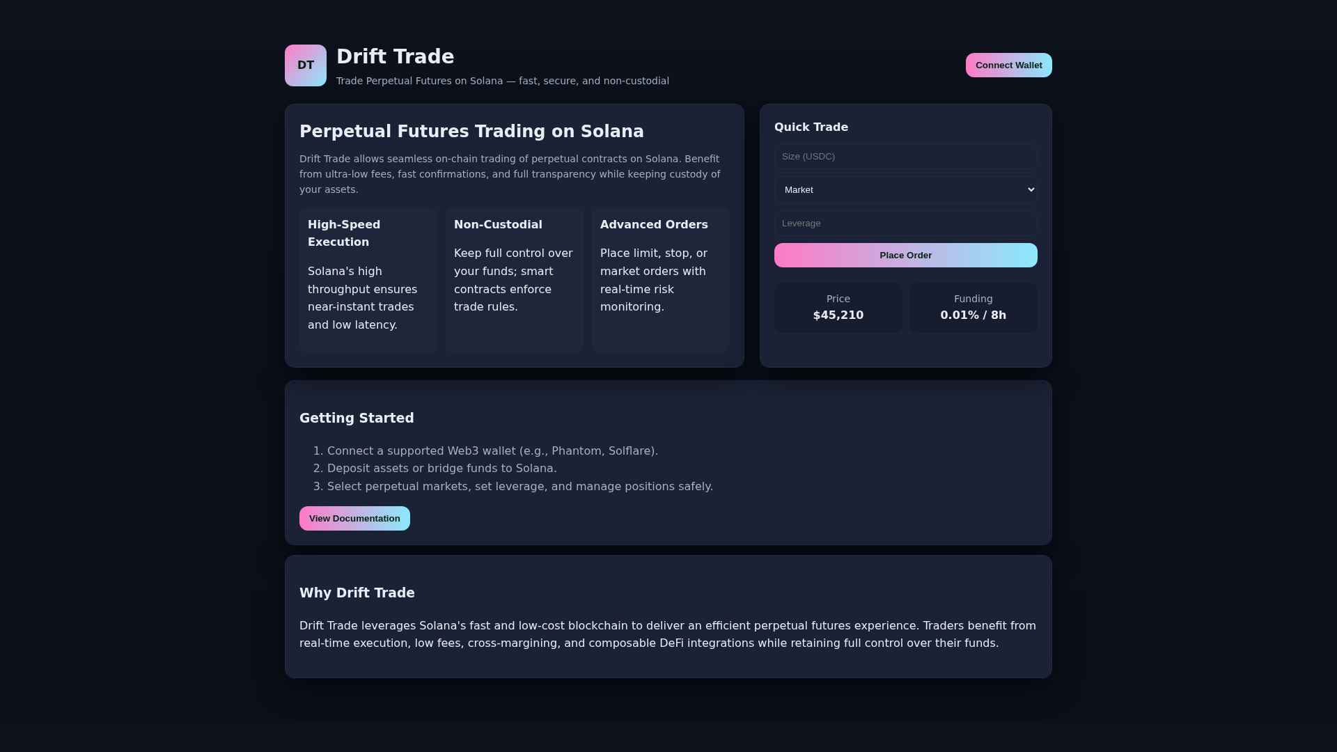 Screenshot of drift-trade-io.pages.dev