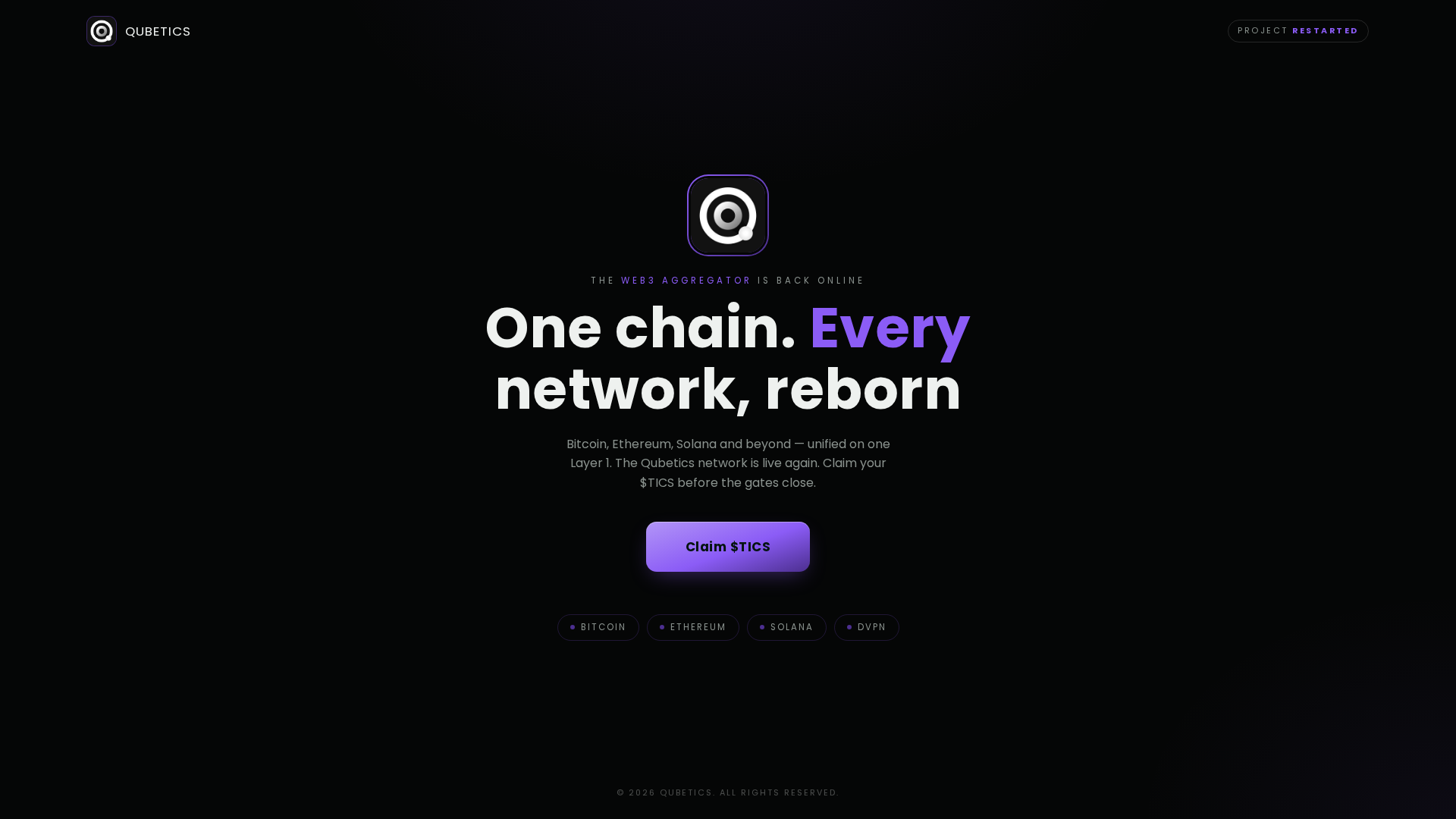 Screenshot of qubeticschain.live