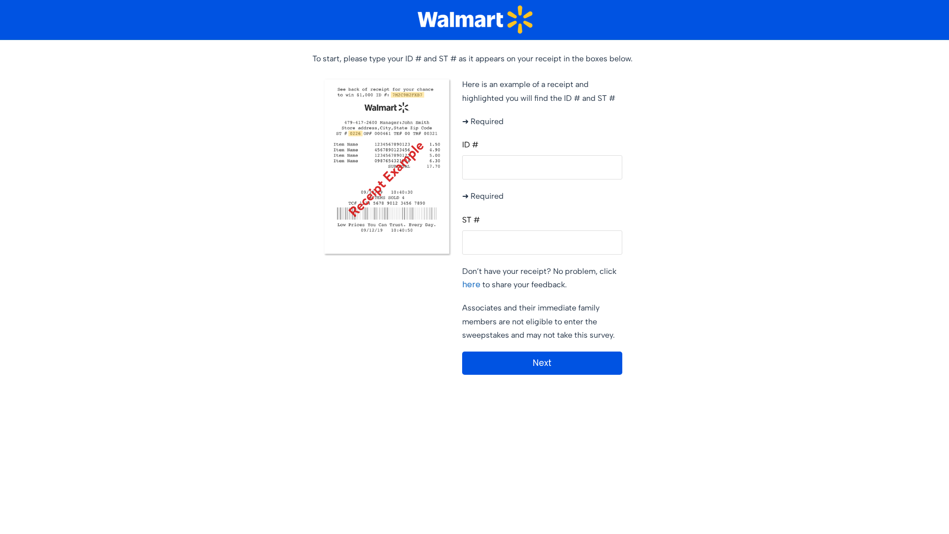 Screenshot of walmart.survey-code.com
