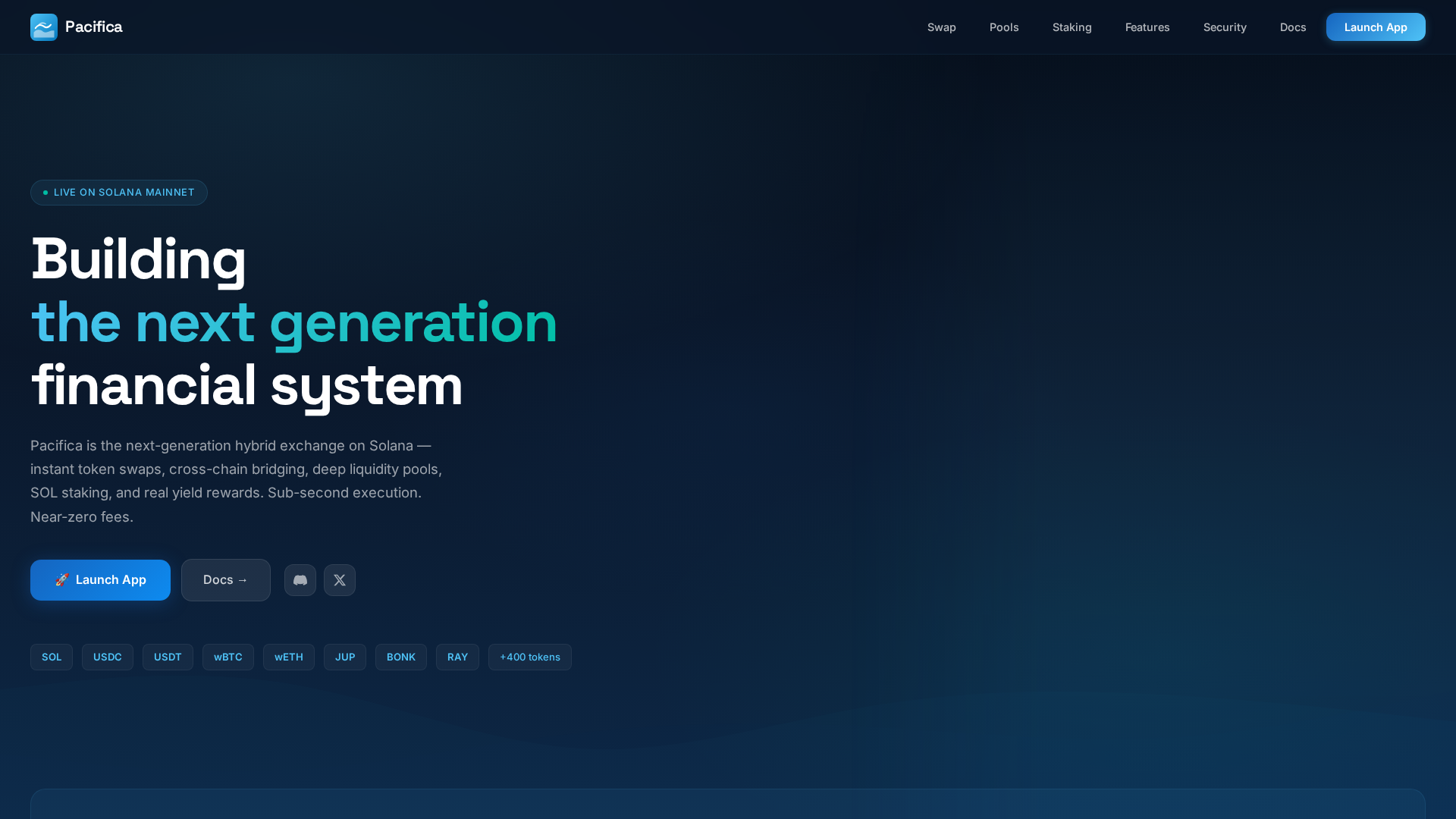 Screenshot of pacifica-dex.org