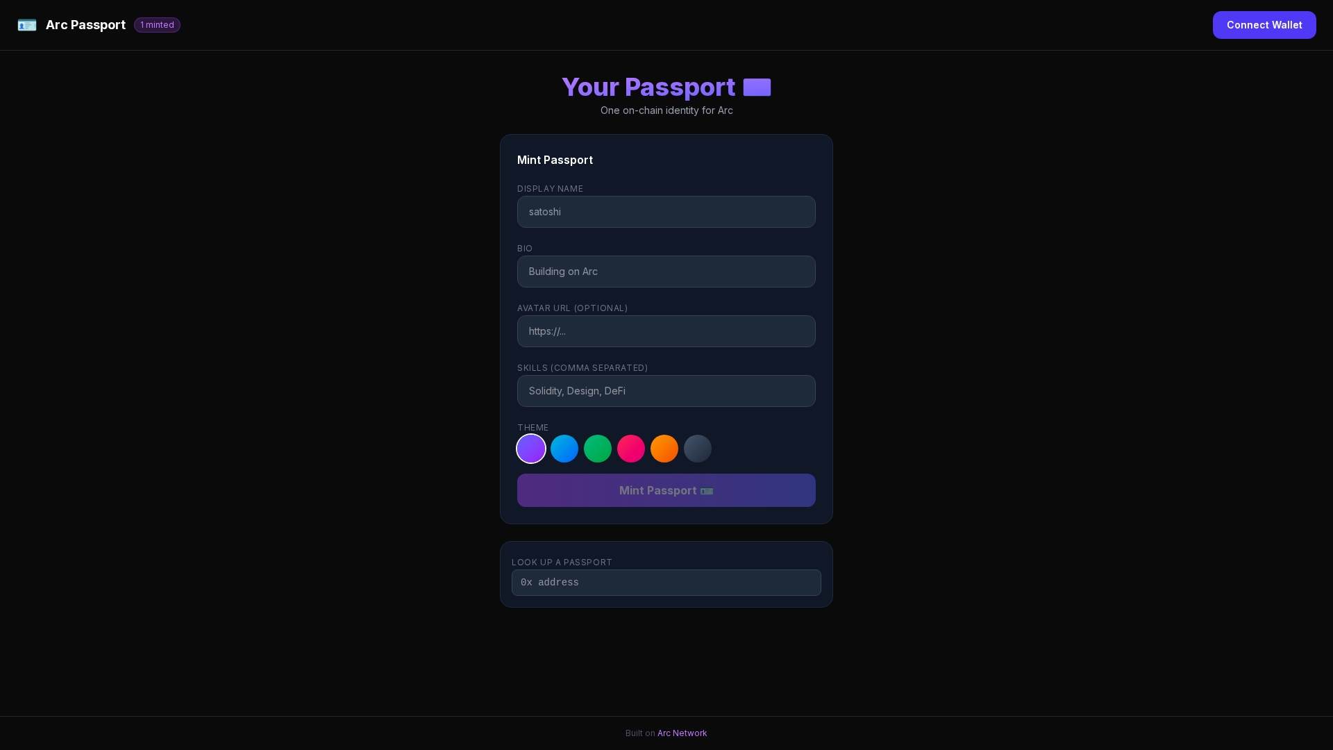Screenshot of arc-passport.pages.dev
