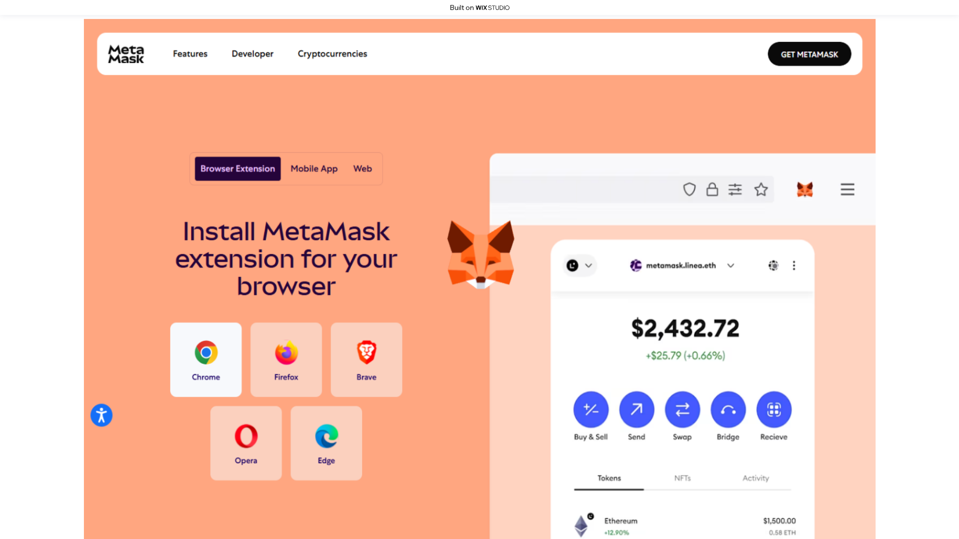 Screenshot of hub-metaext-io.wixstudio.com