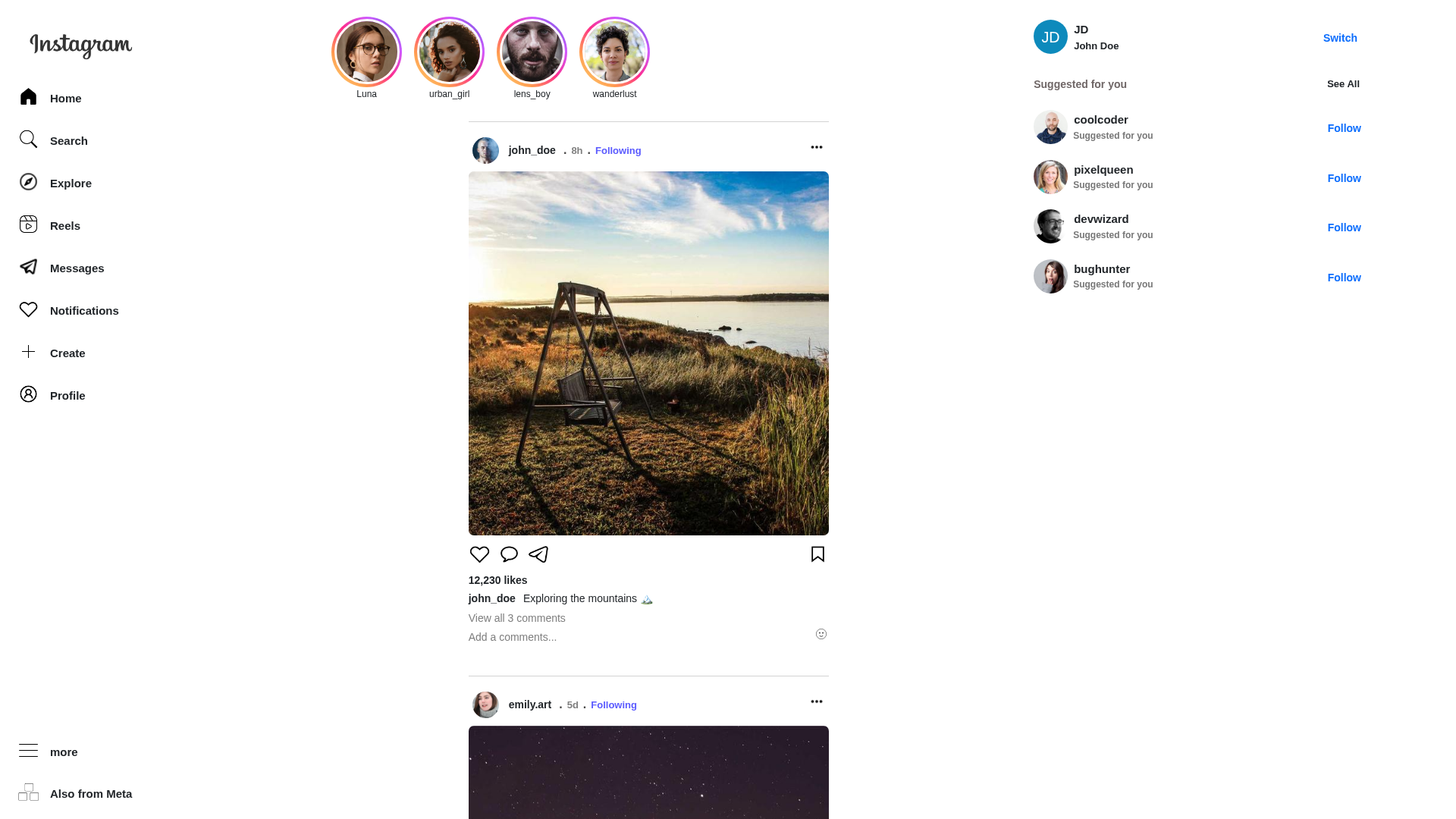 Screenshot of instagram-clone-mu.vercel.app