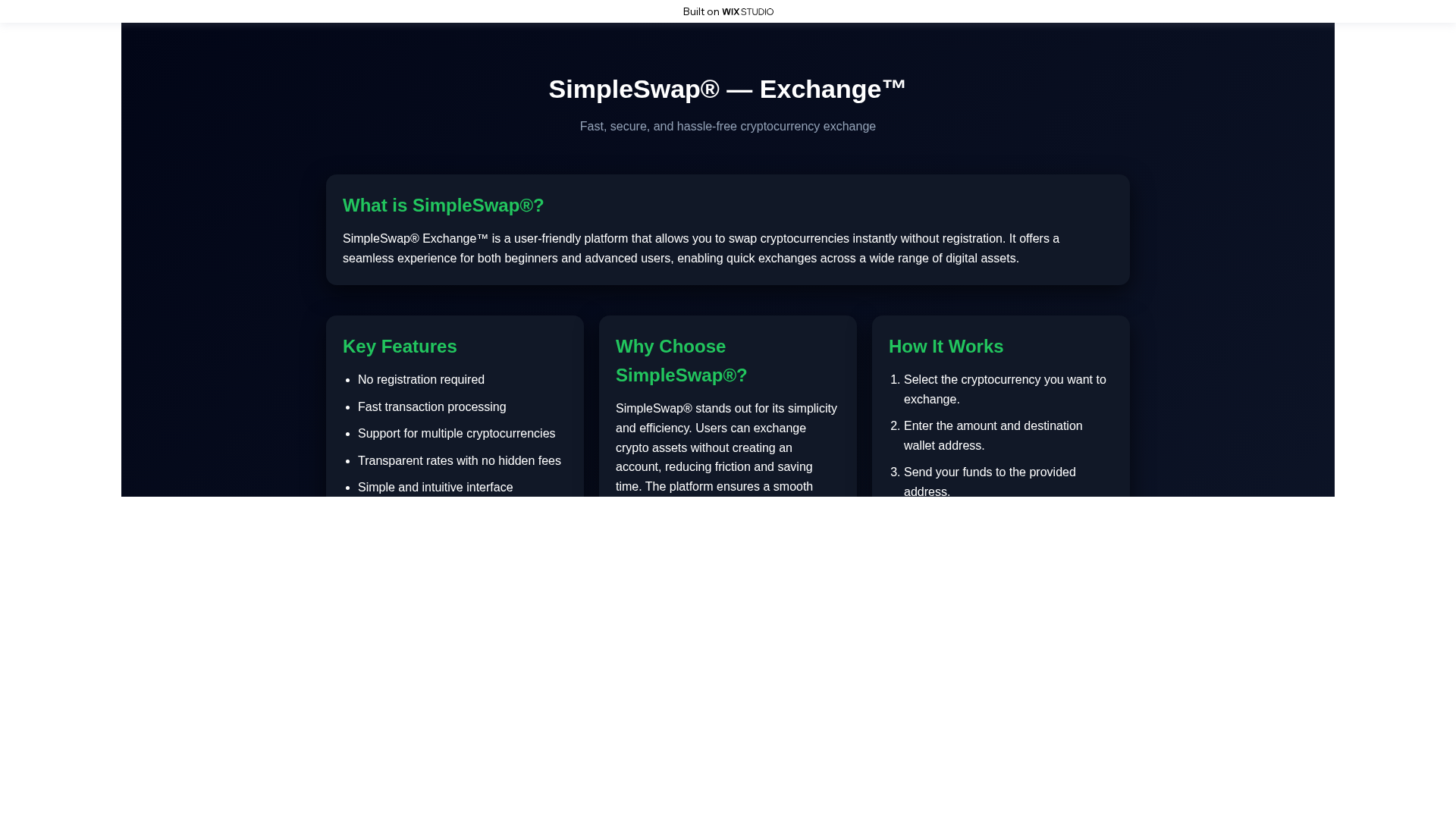 Screenshot of simplechnge.wixstudio.com