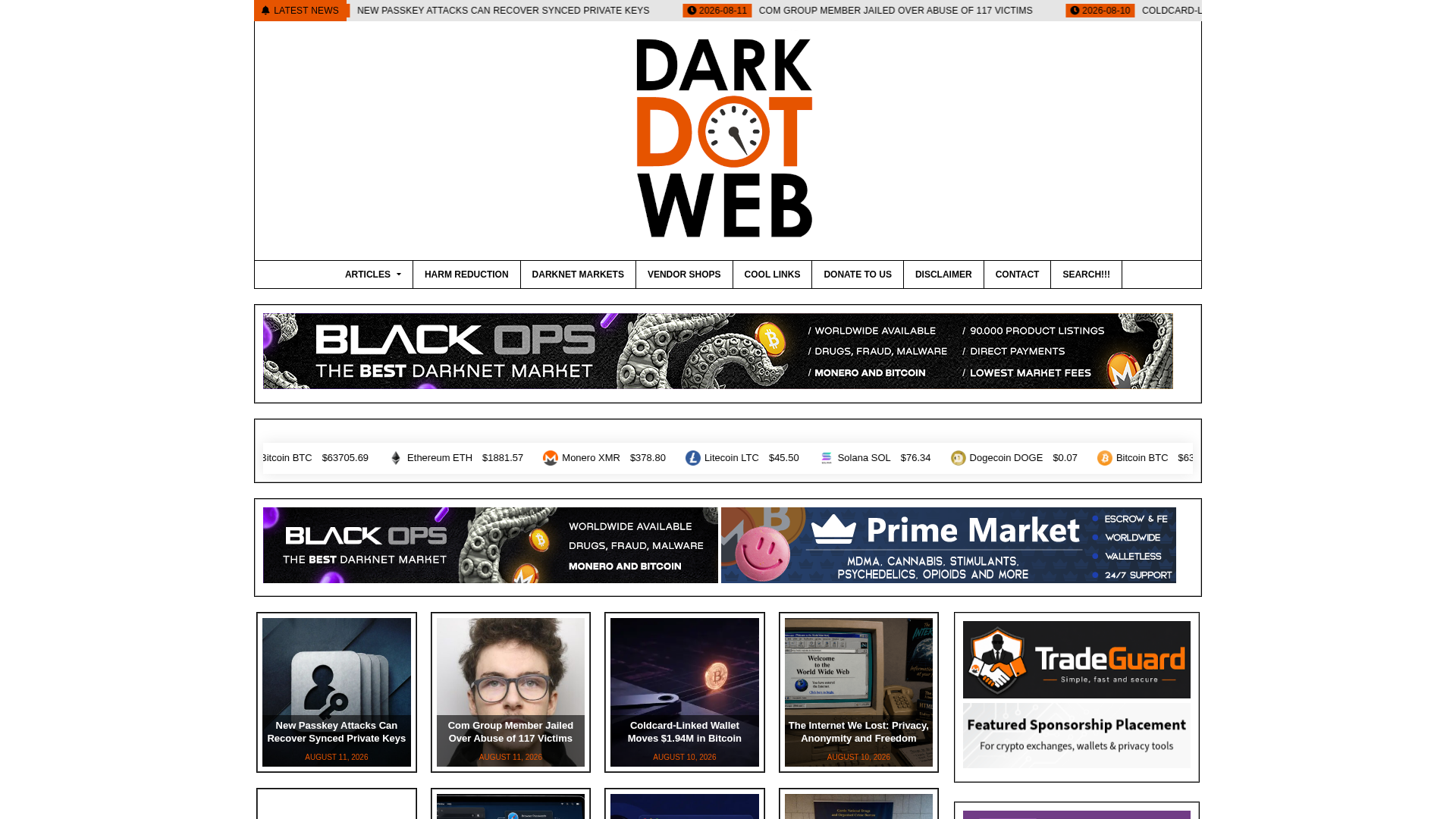 Screenshot of darkdotweb.com