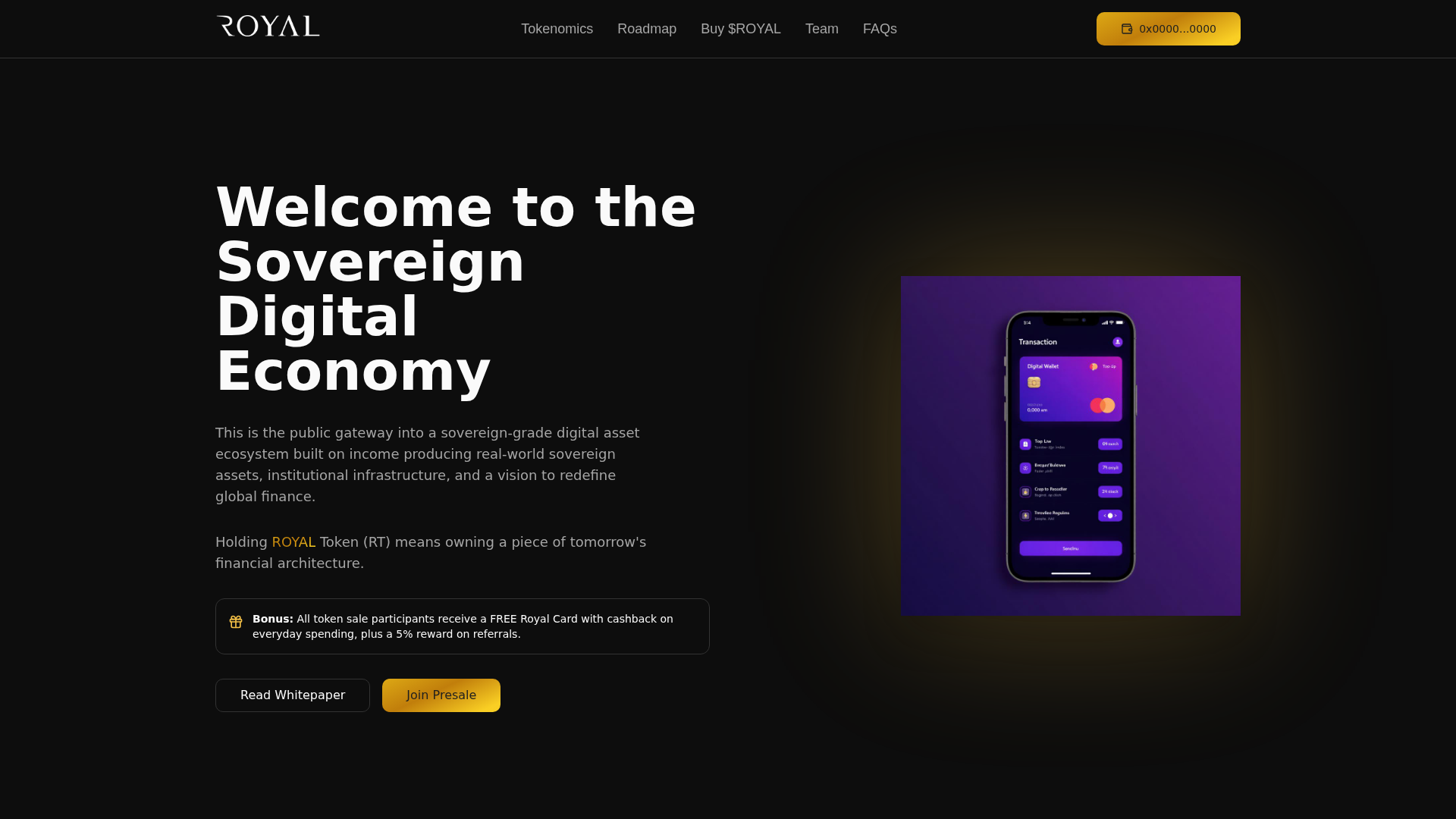 Screenshot of royal-token-presale.pages.dev