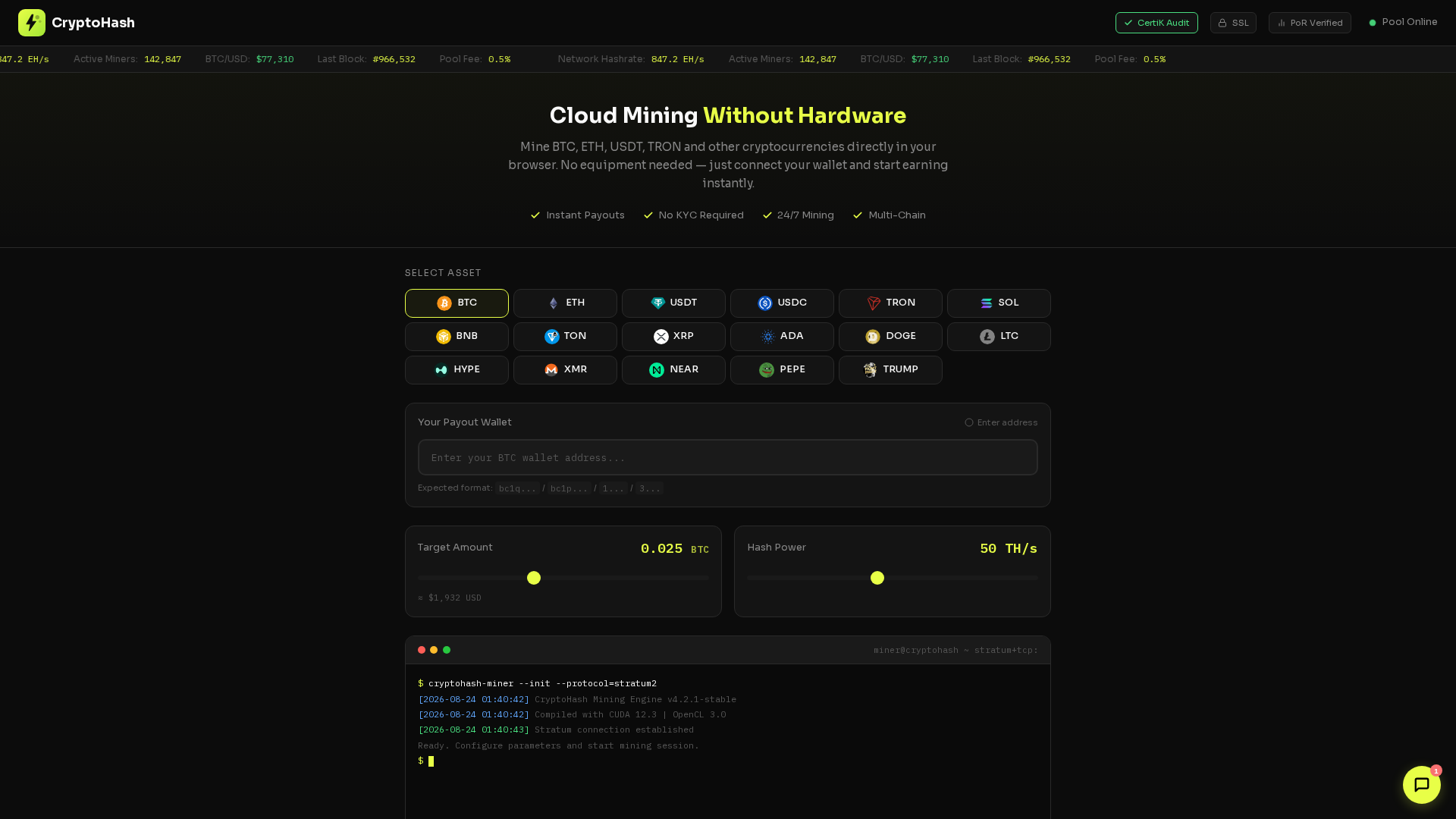Screenshot of cryptohash.app