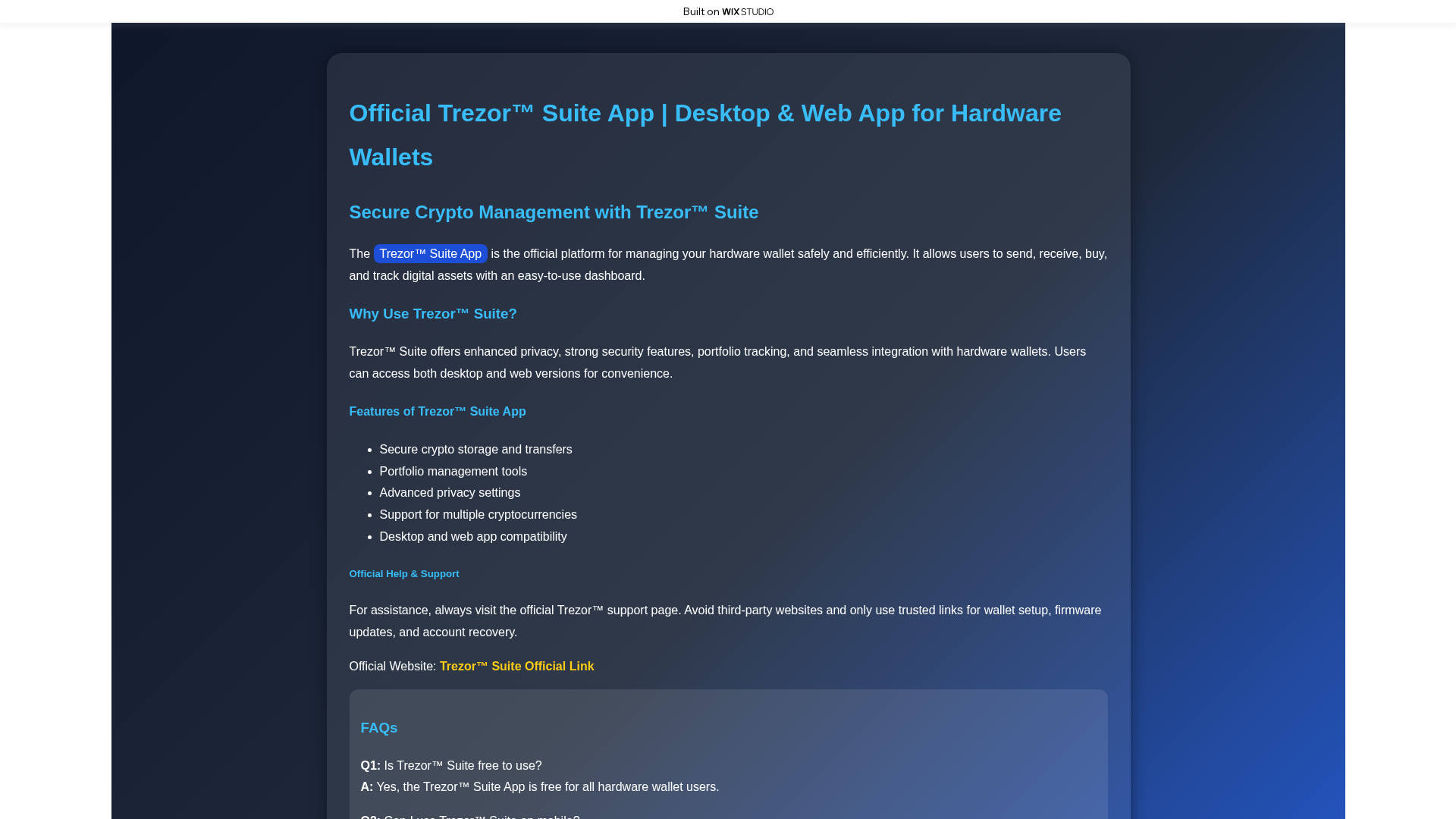 Screenshot of suiteapp-trexorr.wixstudio.com
