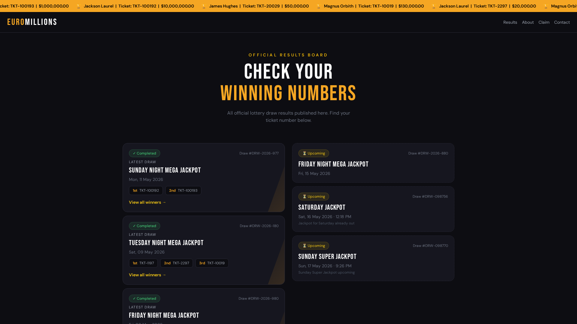 Screenshot of eumillionlot.com